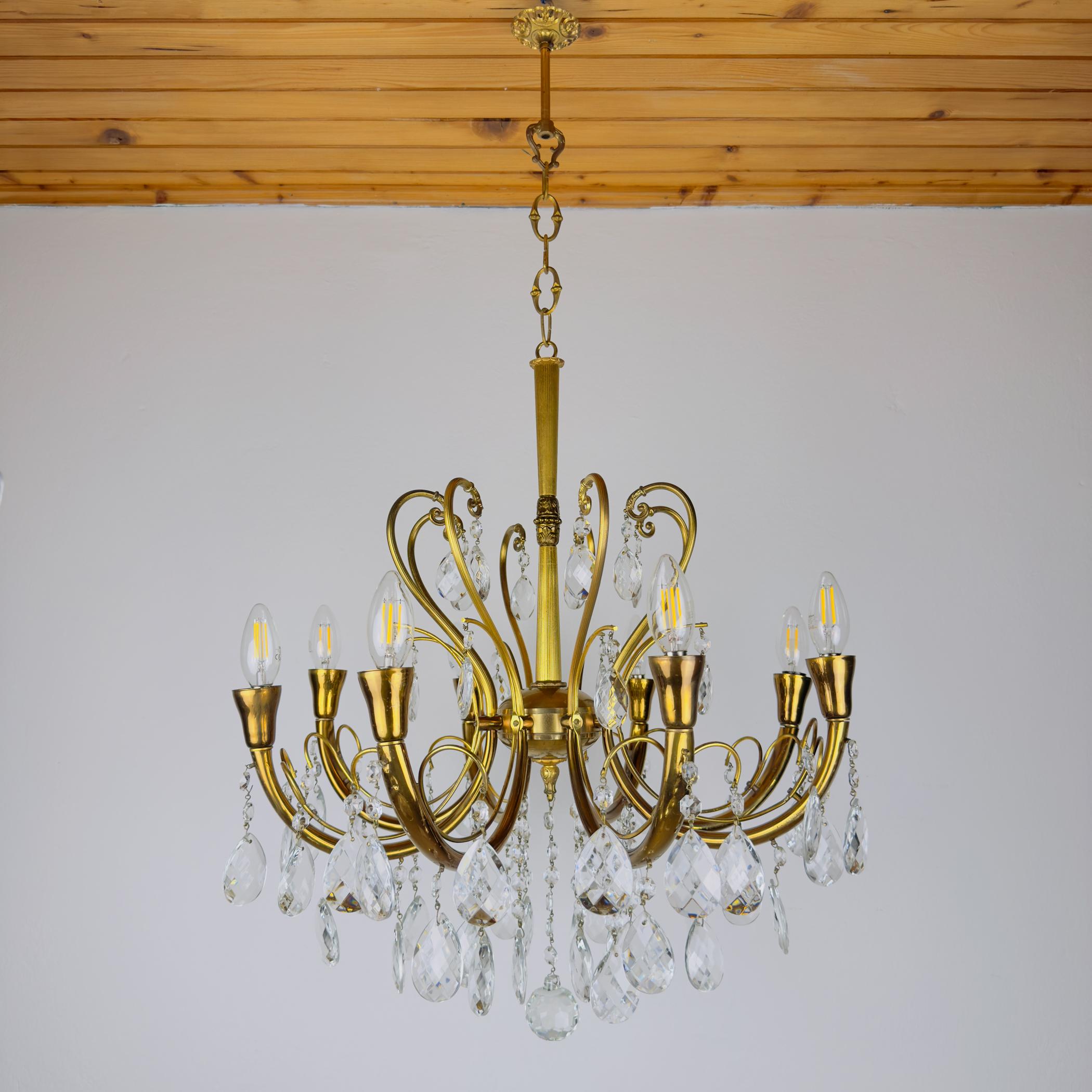 Lampadario in cristallo d'epoca, Italia anni '50 in vendita 4