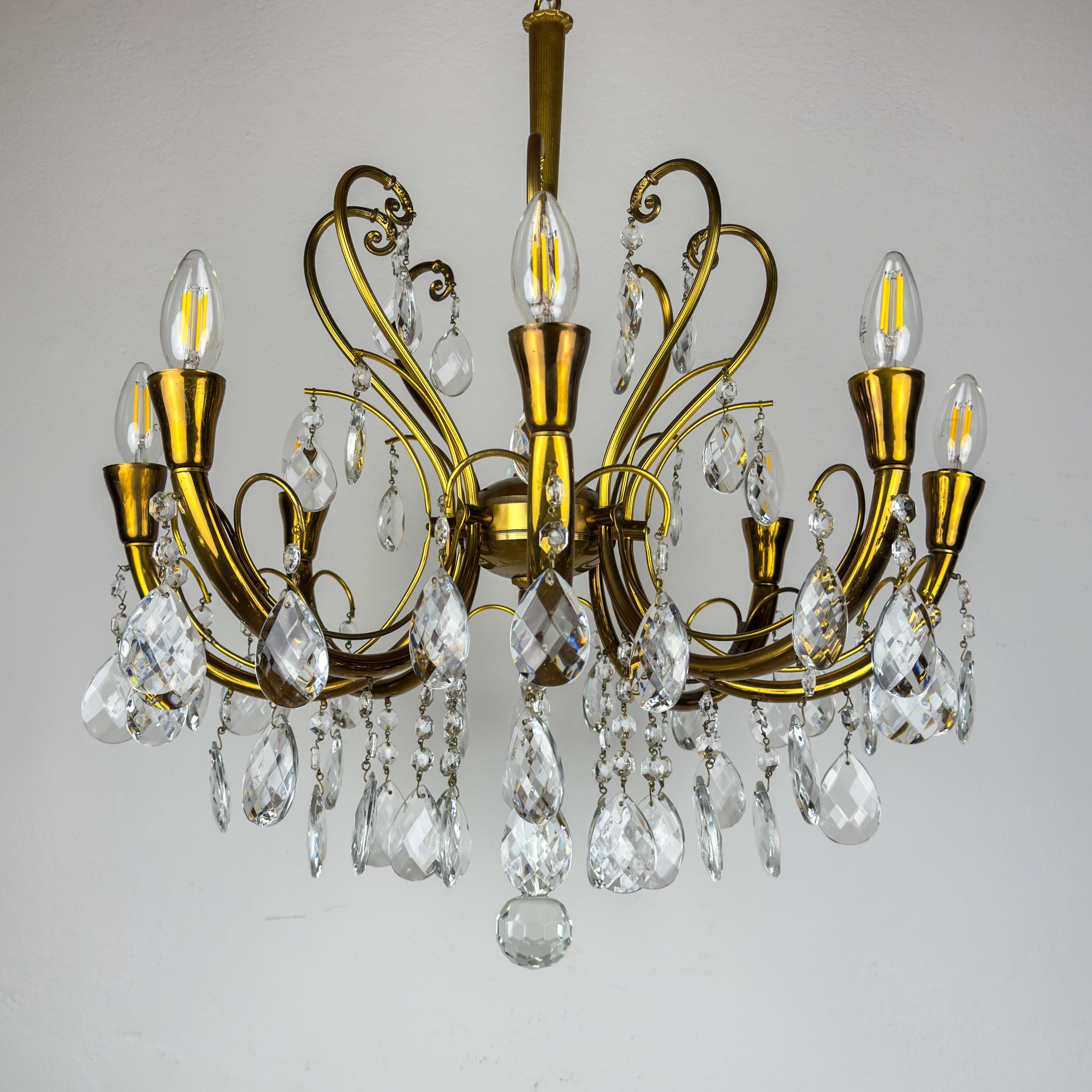 Lampadario in cristallo d'epoca, Italia anni '50 in vendita 6