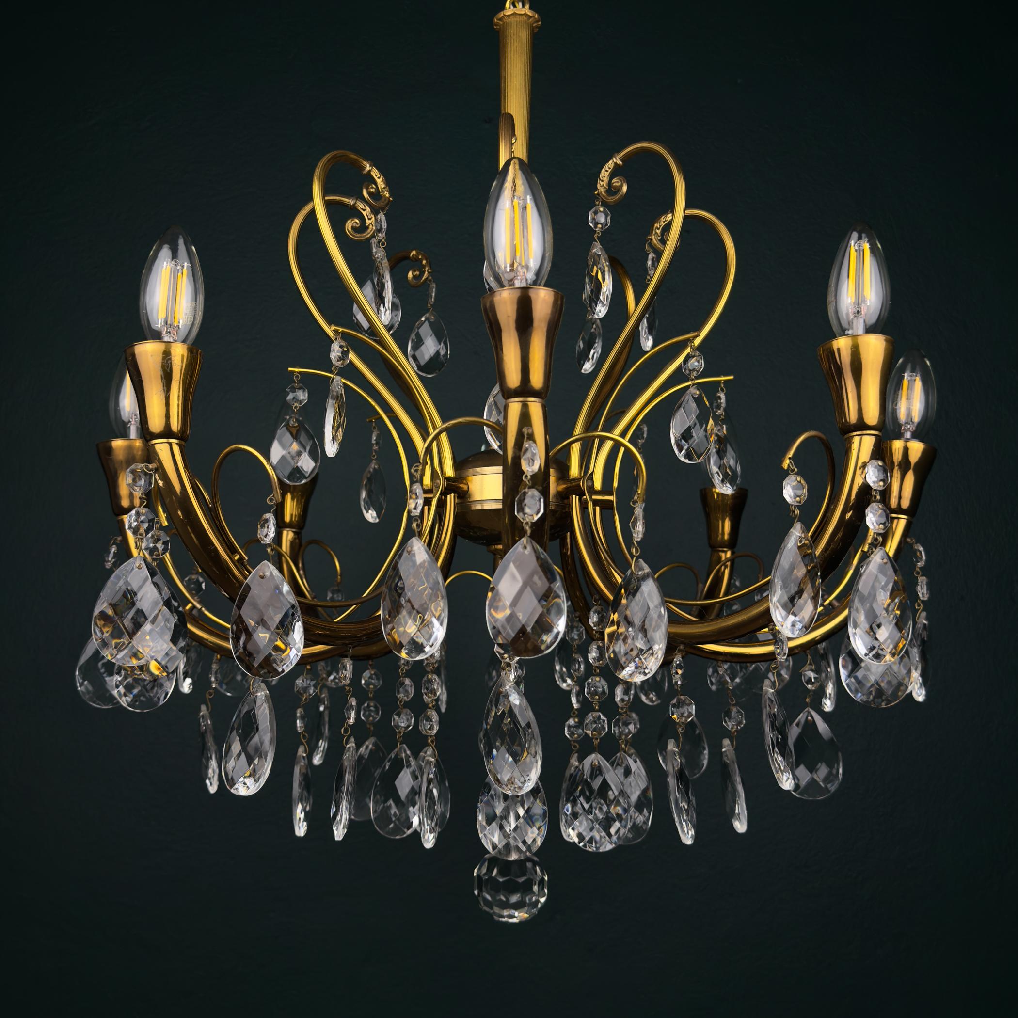 Lampadario in cristallo d'epoca, Italia anni '50 in vendita 9