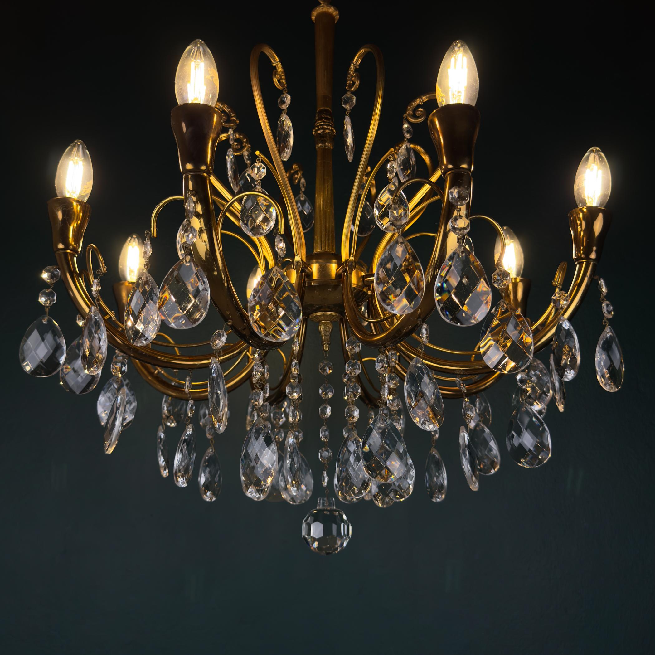 Lampadario in cristallo d'epoca, Italia anni '50 in vendita 11