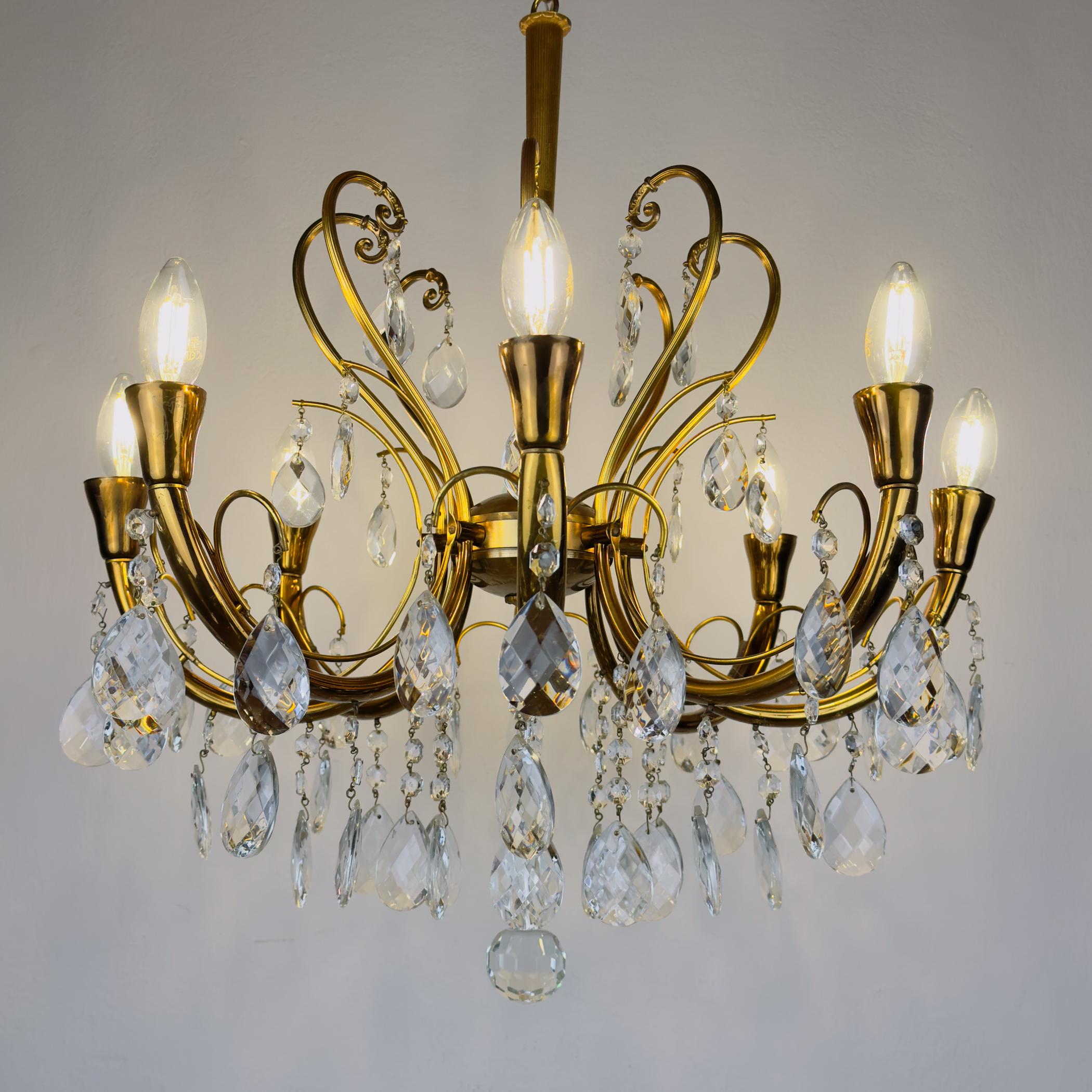Hollywood Regency Lampadario in cristallo d'epoca, Italia anni '50 in vendita