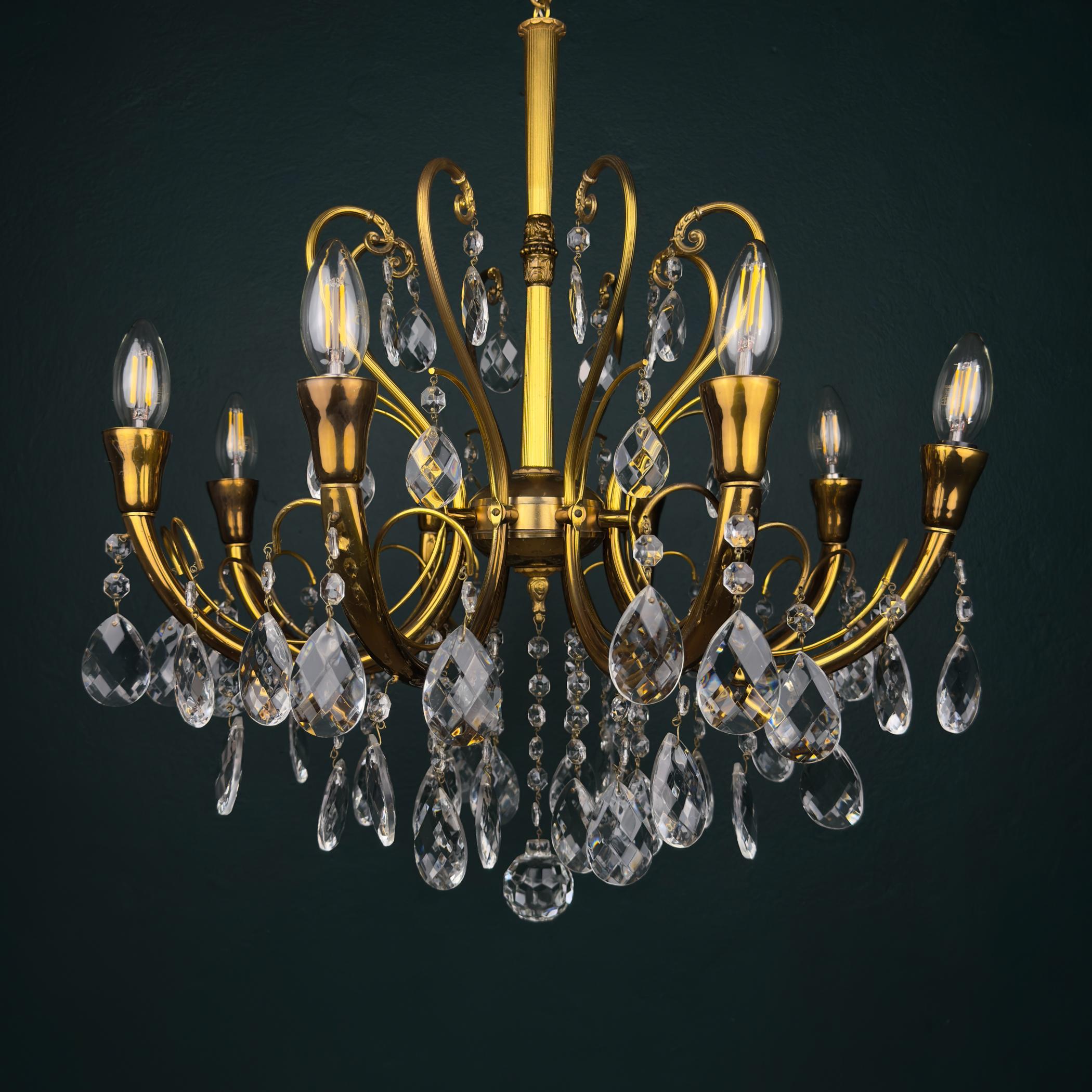 Italiano Lampadario in cristallo d'epoca, Italia anni '50 in vendita