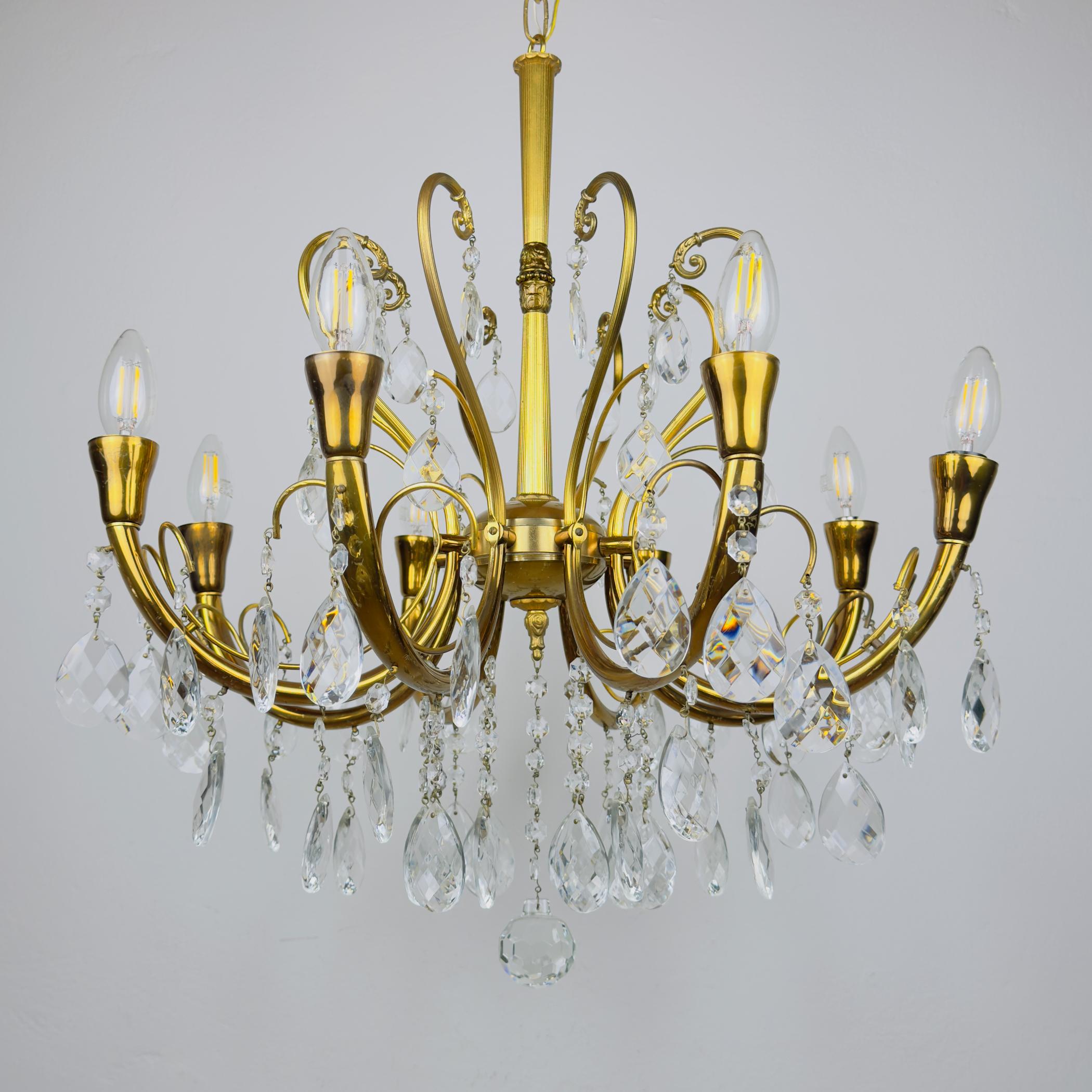 Lampadario in cristallo d'epoca, Italia anni '50 In condizioni buone in vendita a Miklavž Pri Taboru, SI