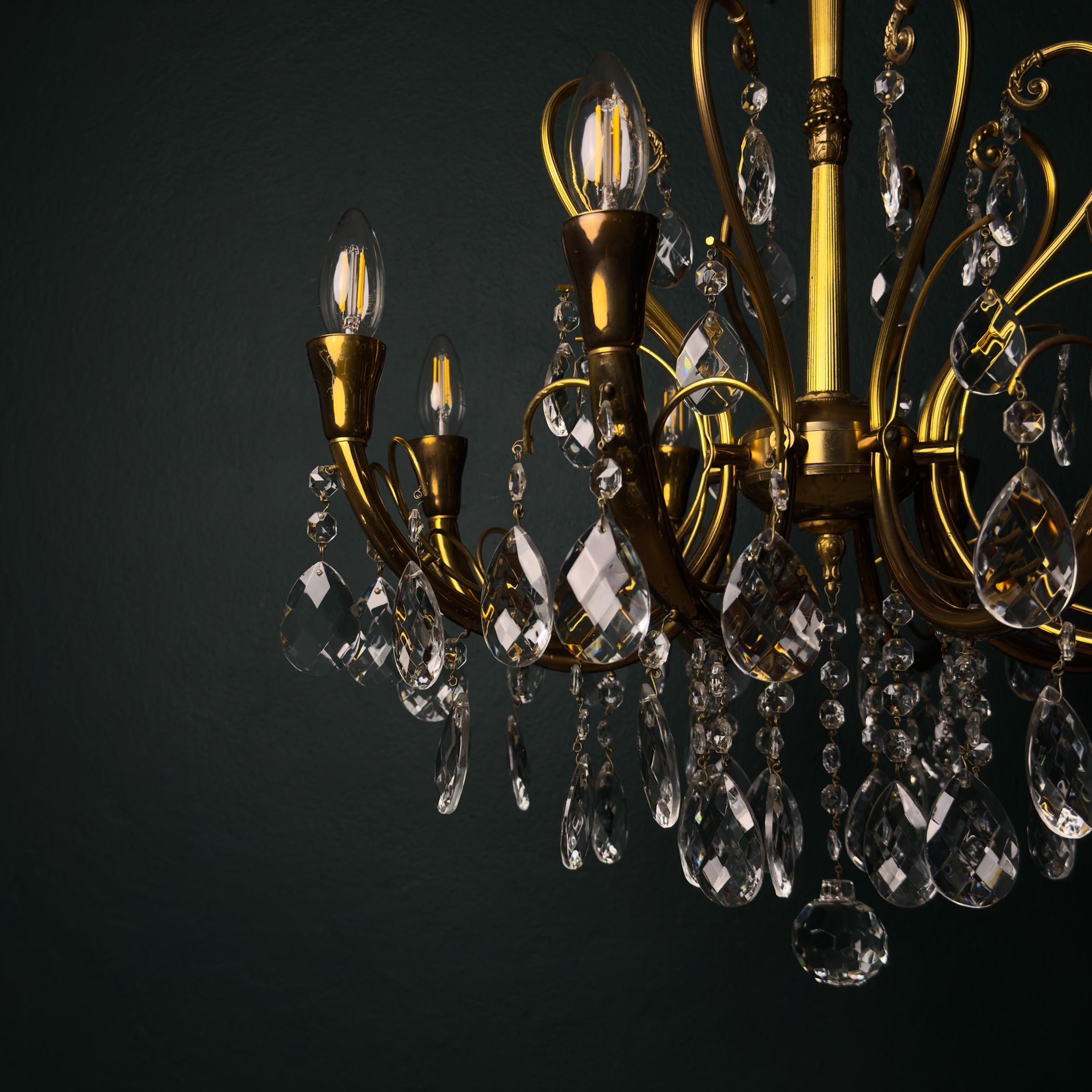 Lampadario in cristallo d'epoca, Italia anni '50 in vendita 1