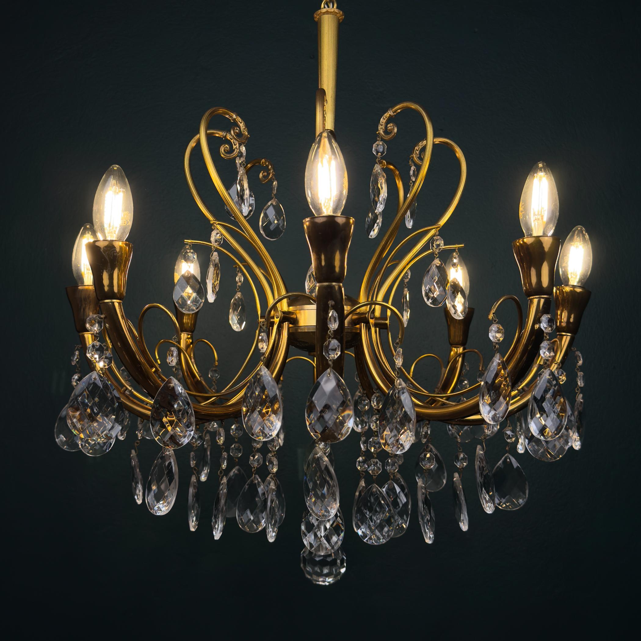 Lampadario in cristallo d'epoca, Italia anni '50 in vendita 2