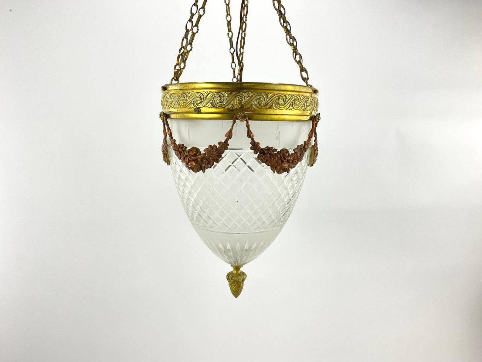 Mid-Century Modern Vintage Crystal Chandelier or Lantern, 1950s, France