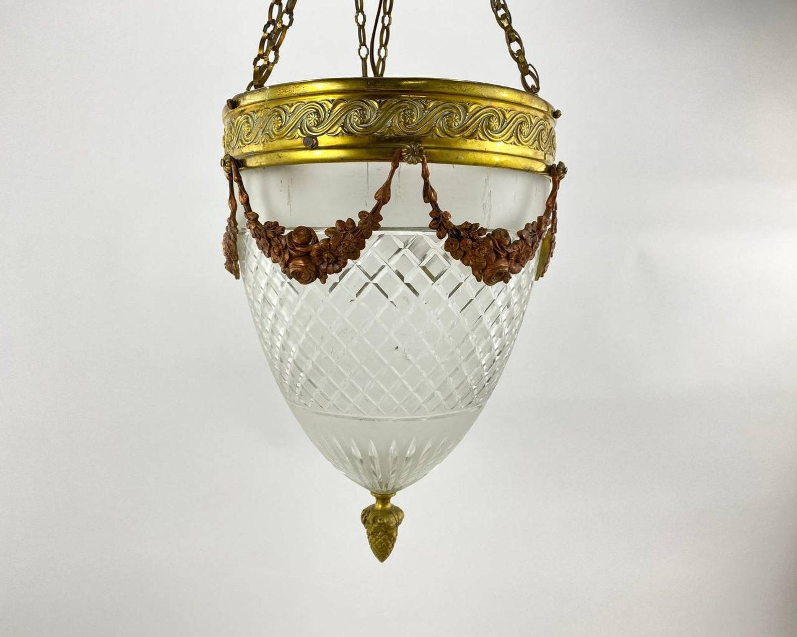 Mid-20th Century Vintage Crystal Chandelier or Lantern, 1950s, France