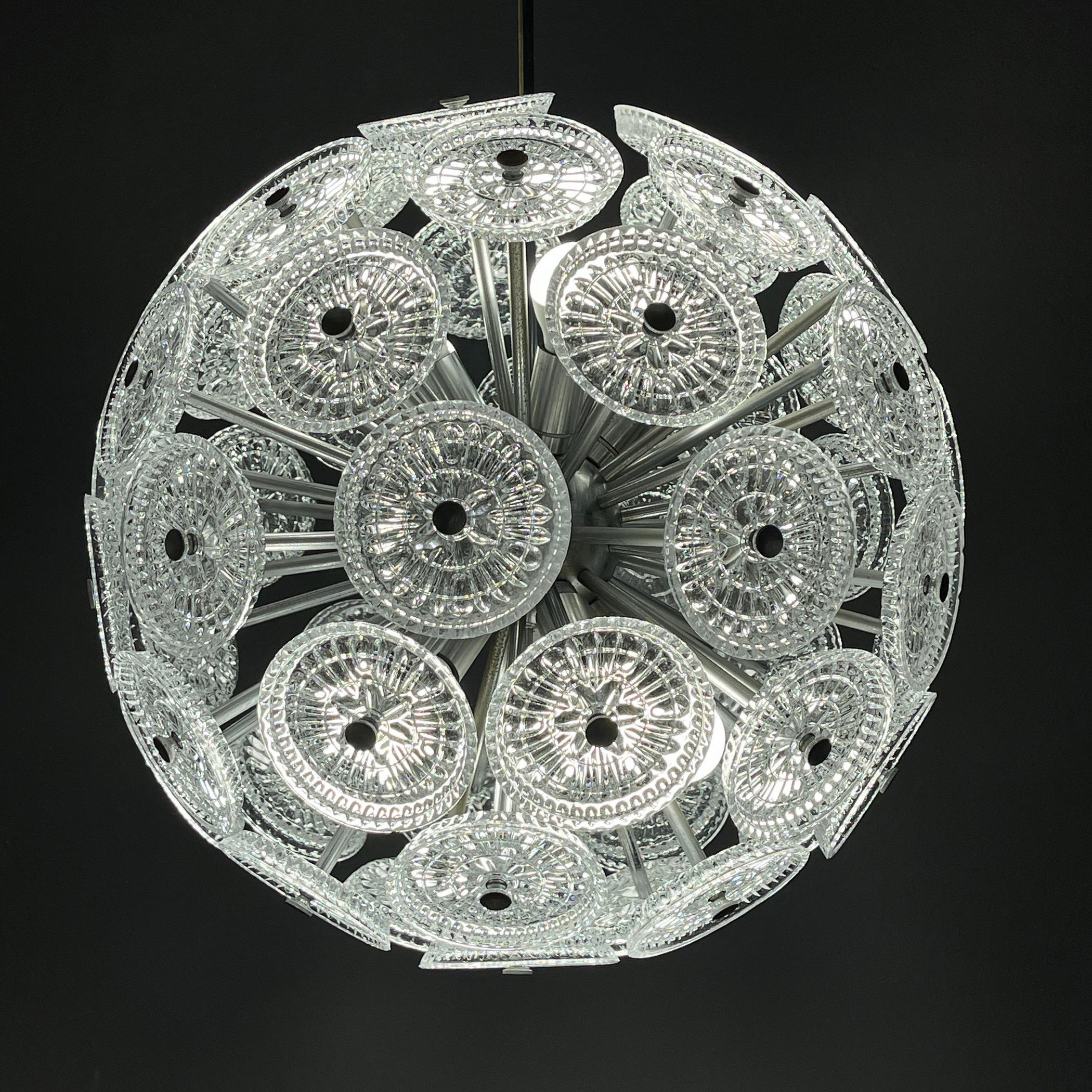 Italian Vintage crystal chandelier Sputnik Dandelion Italy 1960s  For Sale