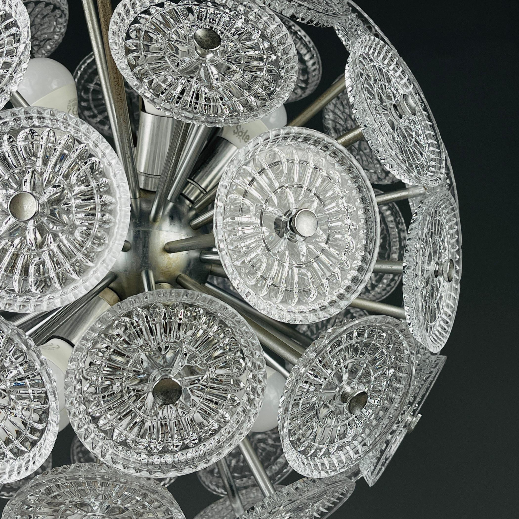 Murano Glass Vintage crystal chandelier Sputnik Dandelion Italy 1960s  For Sale
