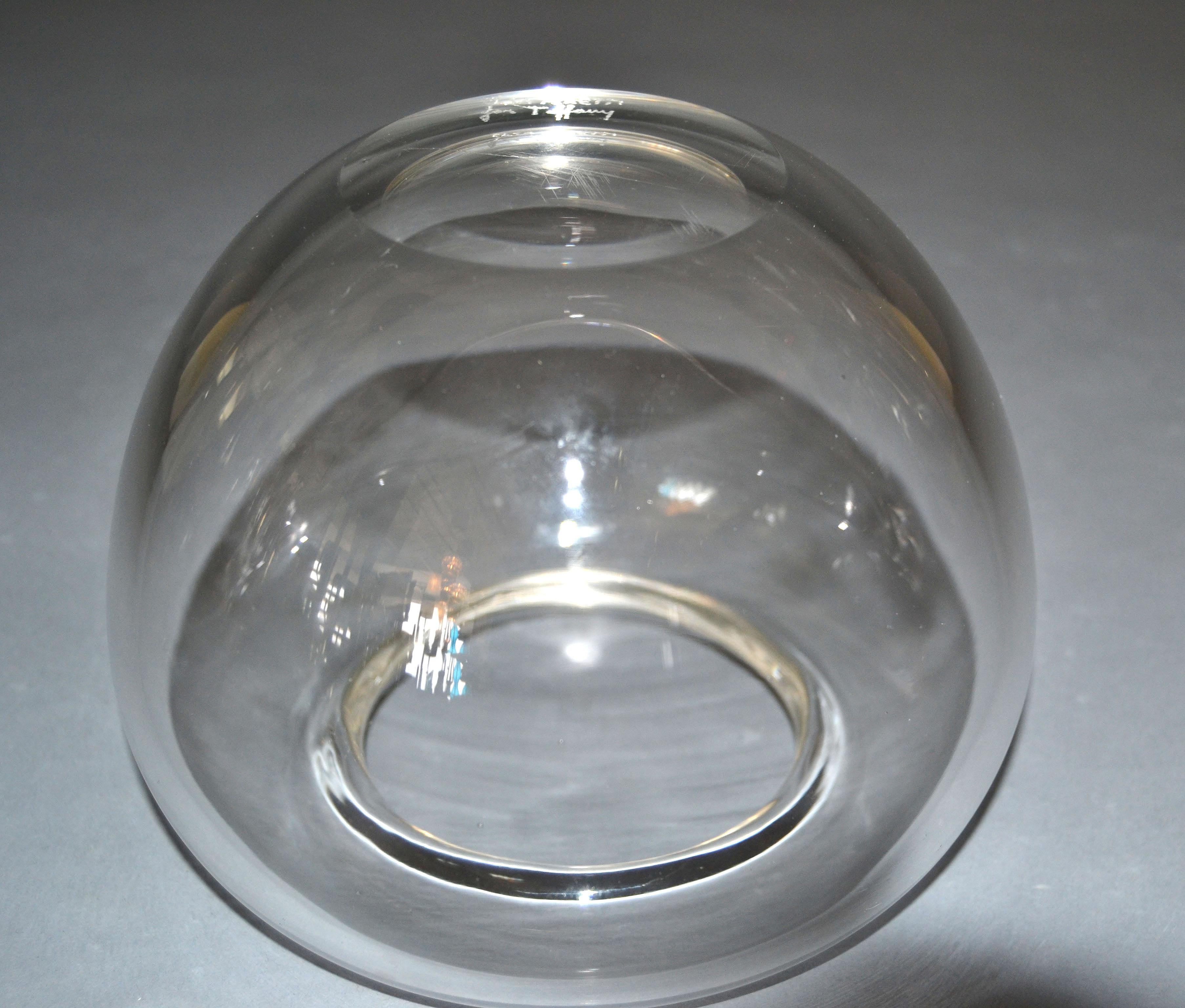 American Vintage Crystal-Clear Art Glass Apple Shaped by Elsa Peretti for Tiffany & Co. For Sale