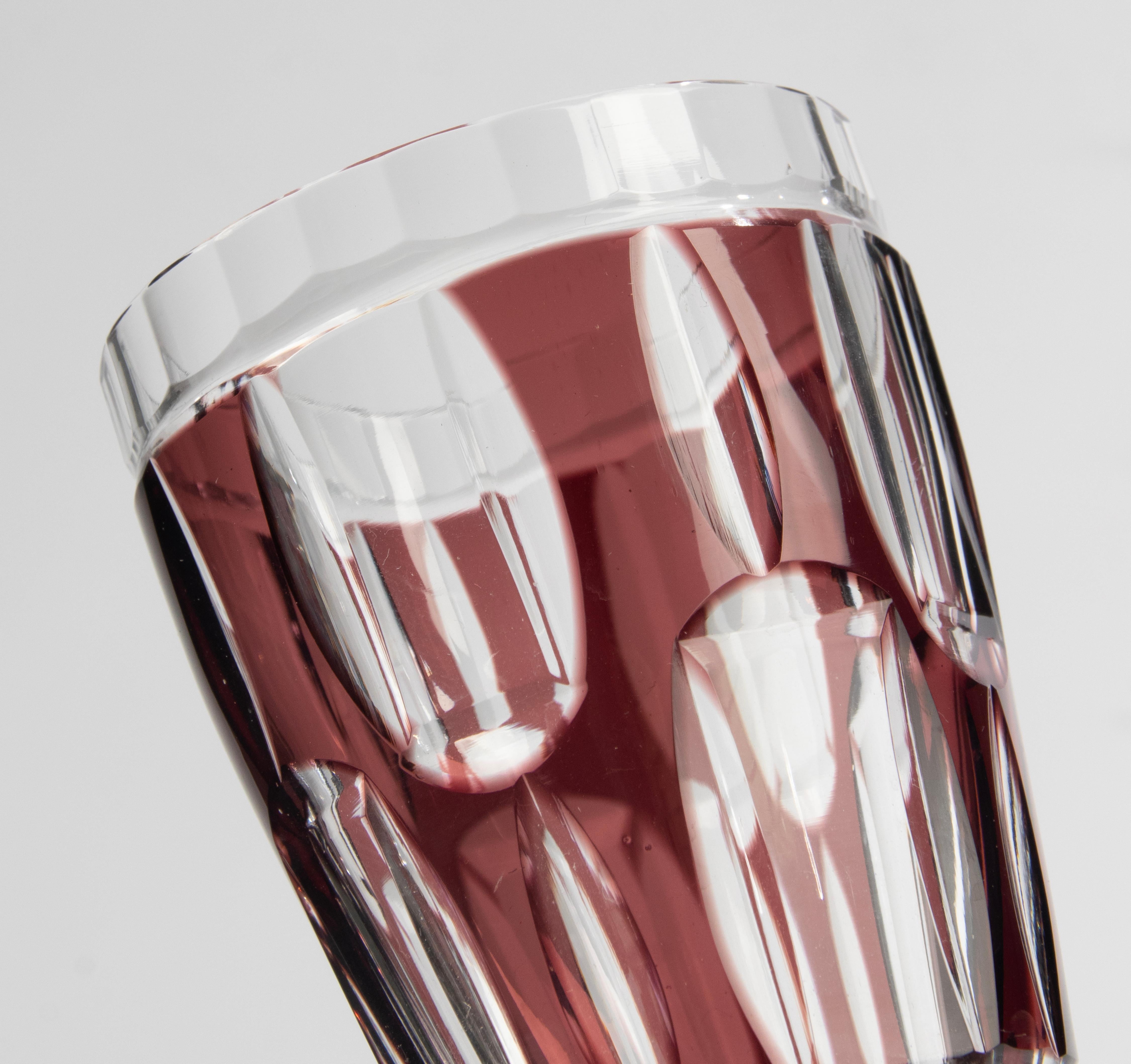 Fin du 20e siècle Shaker cocktail vintage avec 5 verres attribué au Val Saint Lambert 
