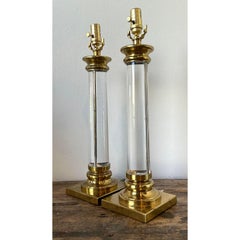 Vintage Crystal Column Lamps - A Pair