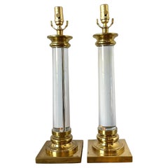 Vintage Crystal Column Lamps - A Pair