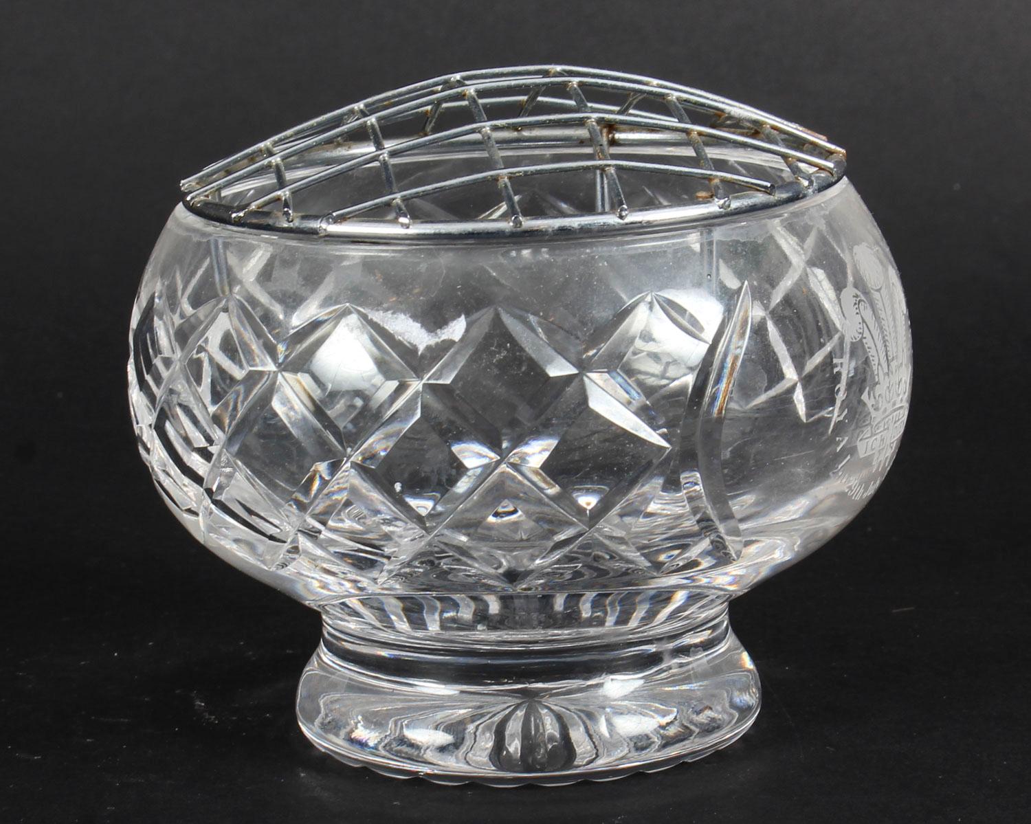 Vintage Crystal Cut Glass Rose Bowl Flower Vase Royal Wedding, 1981 2