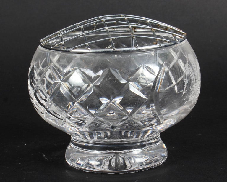 Vintage Crystal Cut Glass Rose Bowl Flower Vase Royal Wedding, 1981 at