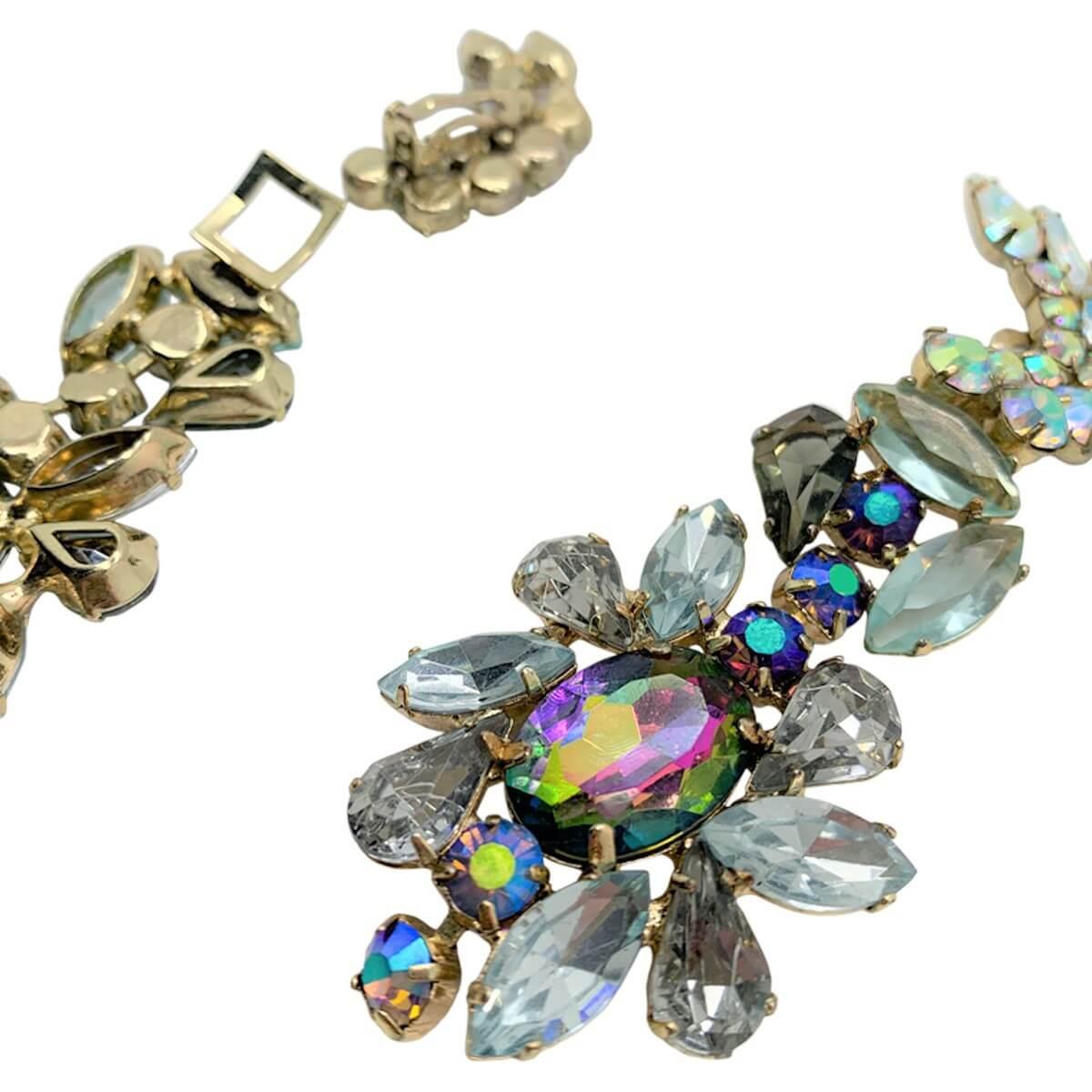 Women's or Men's Vintage Crystal Day & Night Kaleidoscope Earrings 1990s For Sale