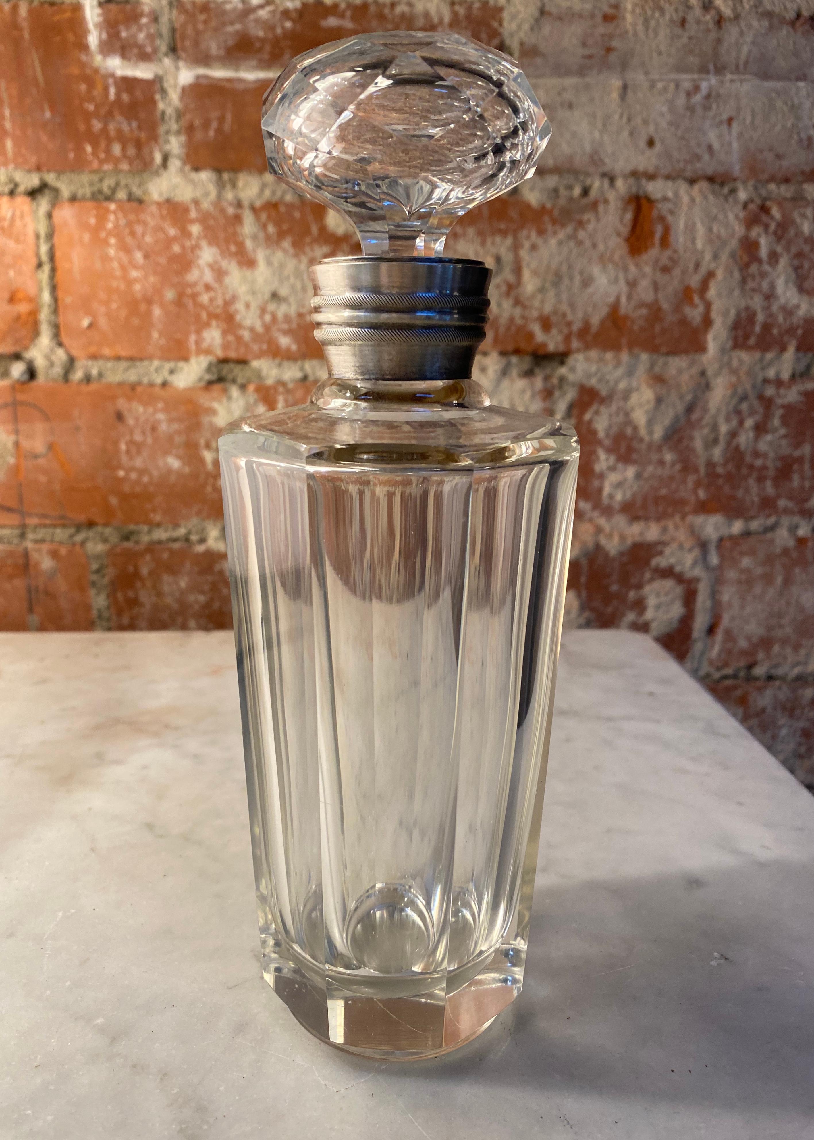 Decorative vintage bottle made in Italy with silver and crystal.
