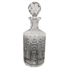 Decantador de cristal vintage con ricos adornos, República Checa, década de 1960