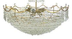Vintage Crystal Drops Chandelier, Italy 1970s