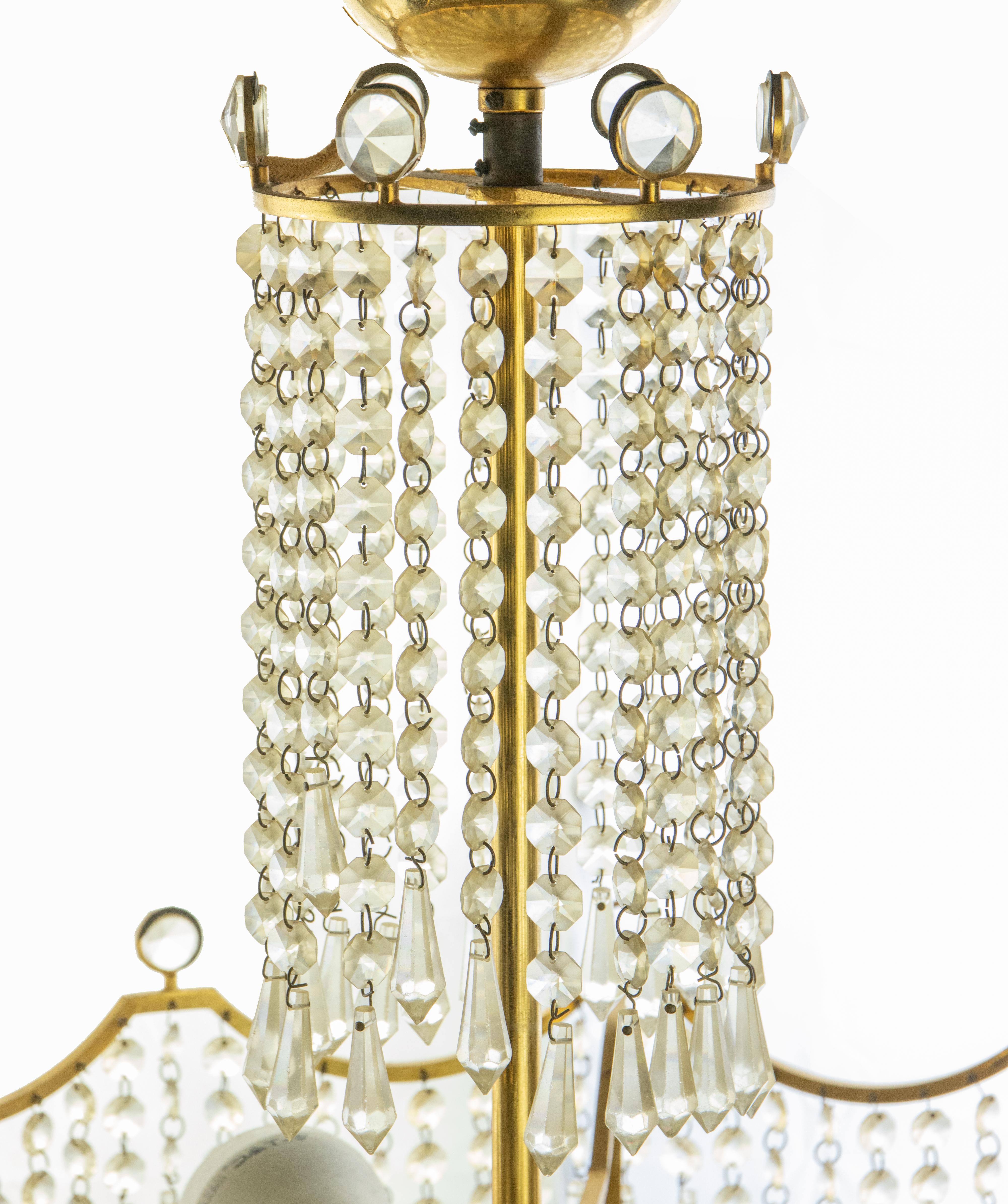 Italian Vintage Crystal Drops Chandelier, Italy 1970s For Sale