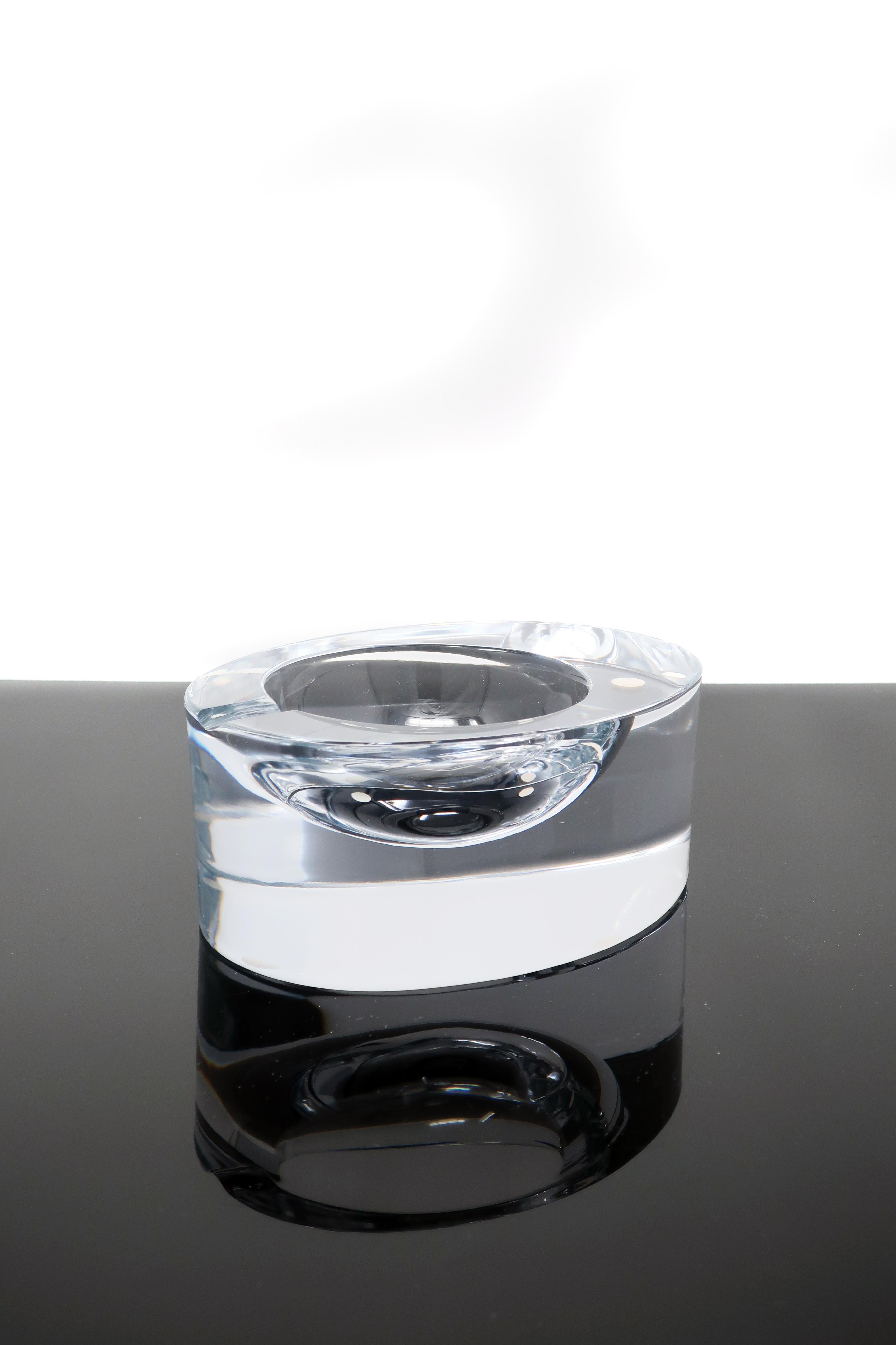 Mid-Century Modern Vintage Crystal Egg Shaped Ashtray