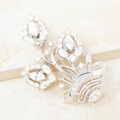 Vintage Crystal Flower Basket Brooch by Alfred Philippe for Crown Trifari, 1950s