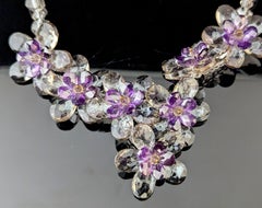 Vintage crystal flower necklace, choker, Butler and Wilson