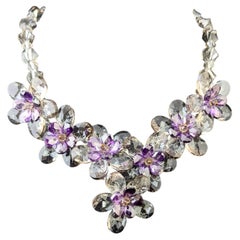 Vintage crystal flower necklace, choker, Butler and Wilson
