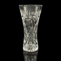 Vintage Crystal Flower Vase, English, Cut Glass, Bouquet, Sleeve, Circa 1940
