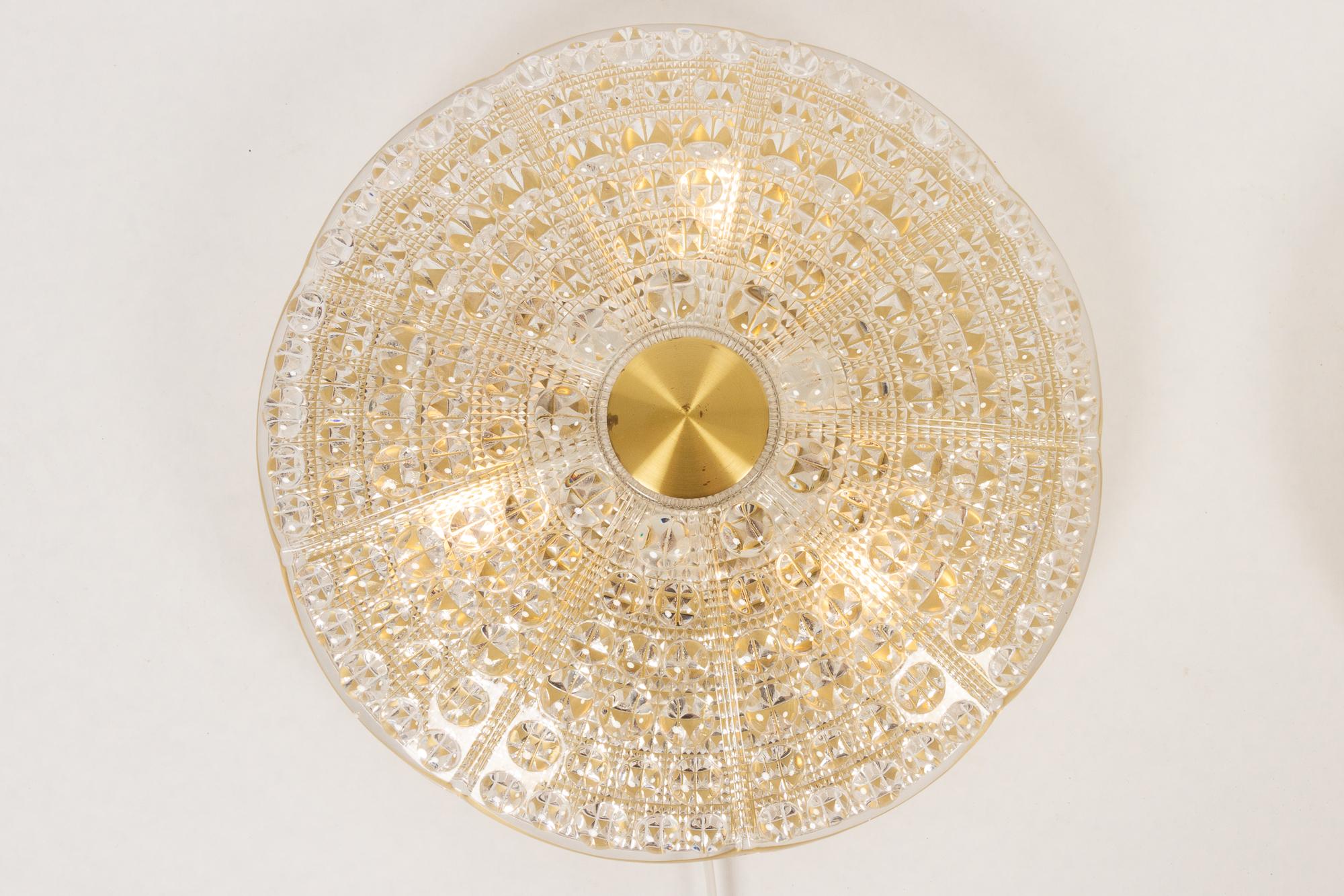 Vintage Crystal Flush Mounted Ceiling Lamps by Carl Fagerlund, 1960s In Good Condition In Asaa, DK