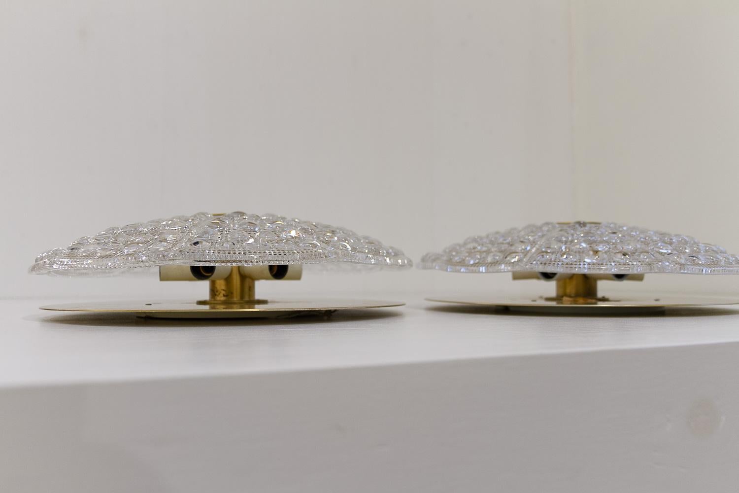 Vintage Crystal Flush Mounted Ceiling Lamps by Carl Fagerlund, 1960s. Set of 2. For Sale 2