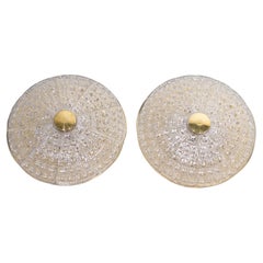 Vintage Crystal Flush Mount Ceiling Lamps by Carl Fagerlund, 1960s. Set of 2.