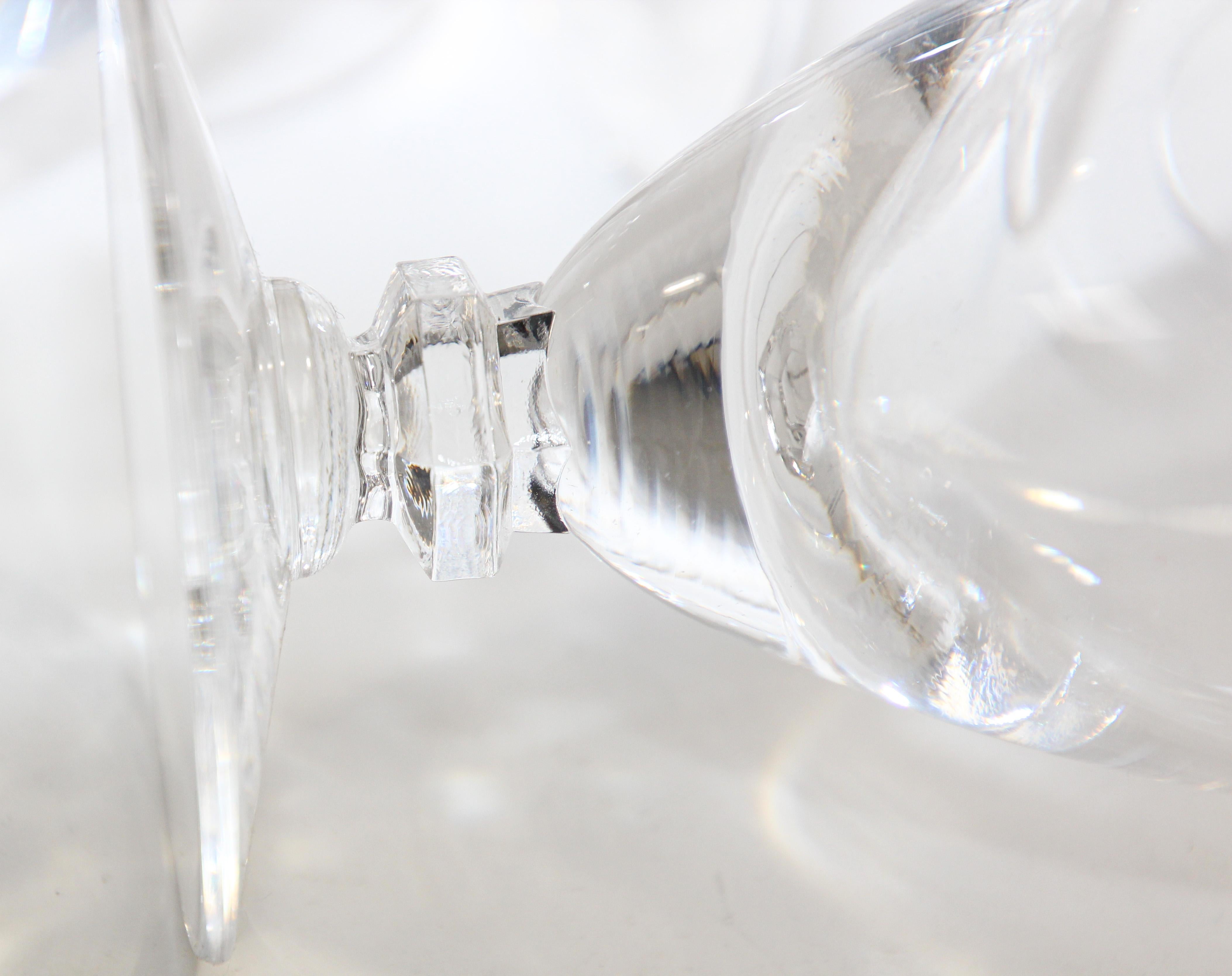 Vintage Crystal Footed Drinking Glasses Silver Rimmed Goblets For Sale 4
