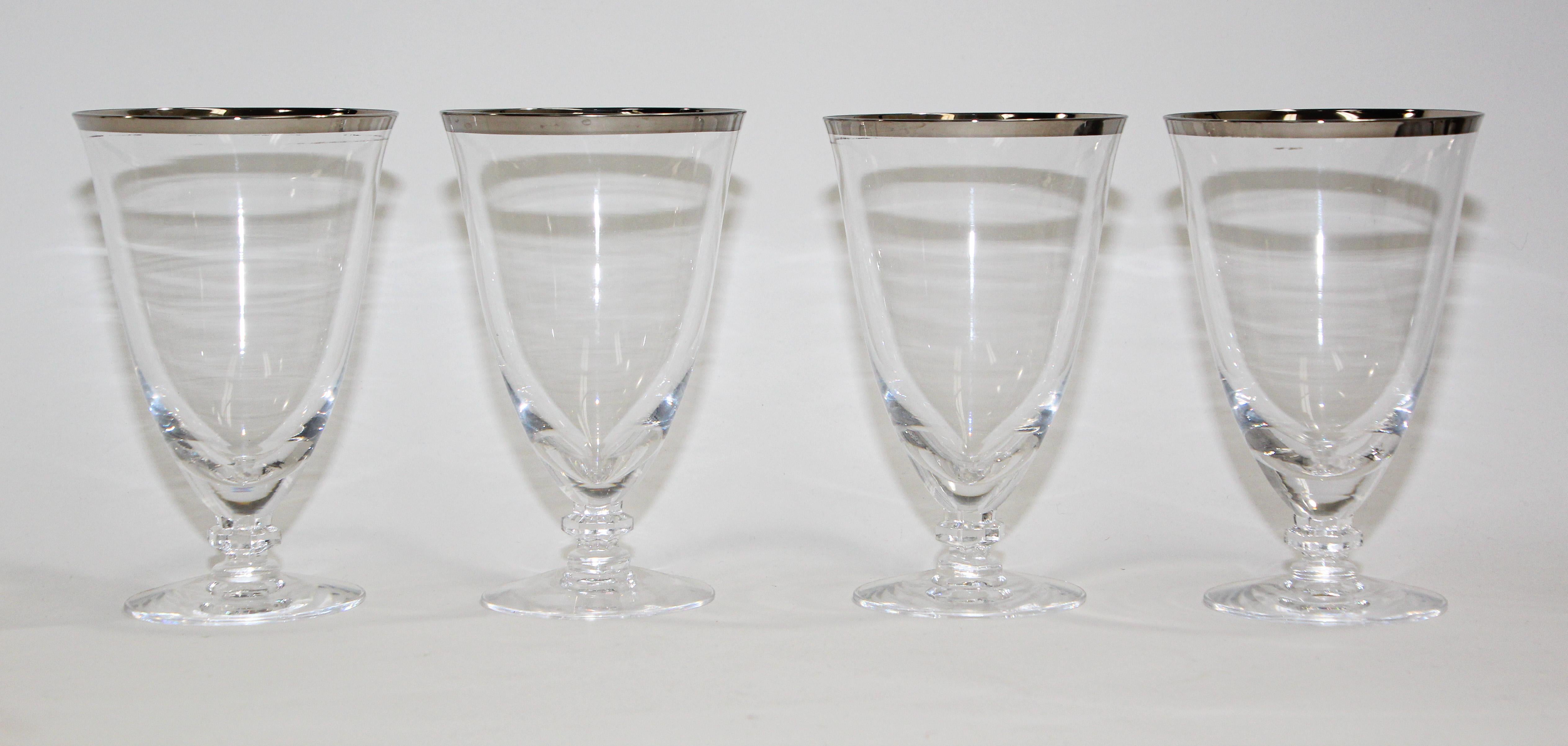 silver rimmed glassware vintage