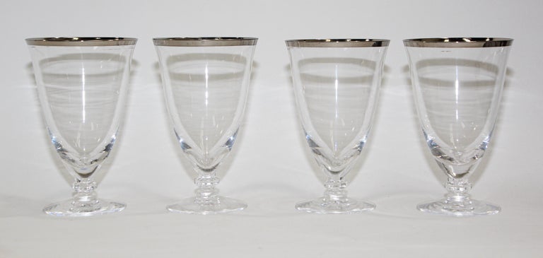 Vintage Set of 4 Silver Rim Water Glasses