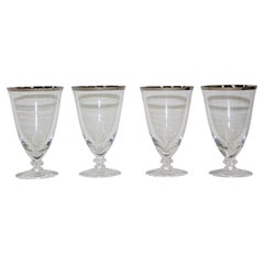 Bicchieri con piede in cristallo vintage Calici con bordo in argento
