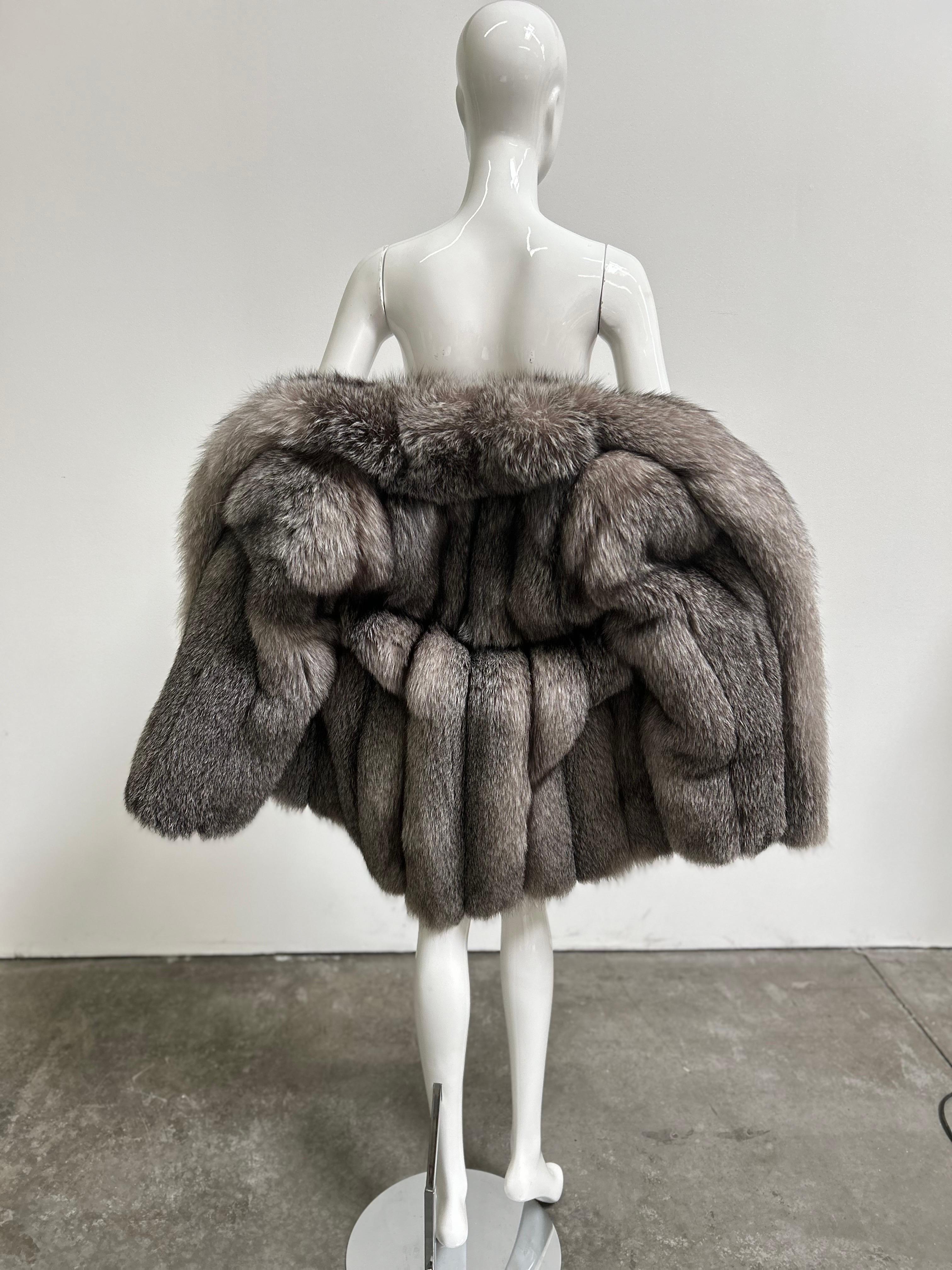 Gray Vintage Crystal Fox Fur Coat/ Jacket