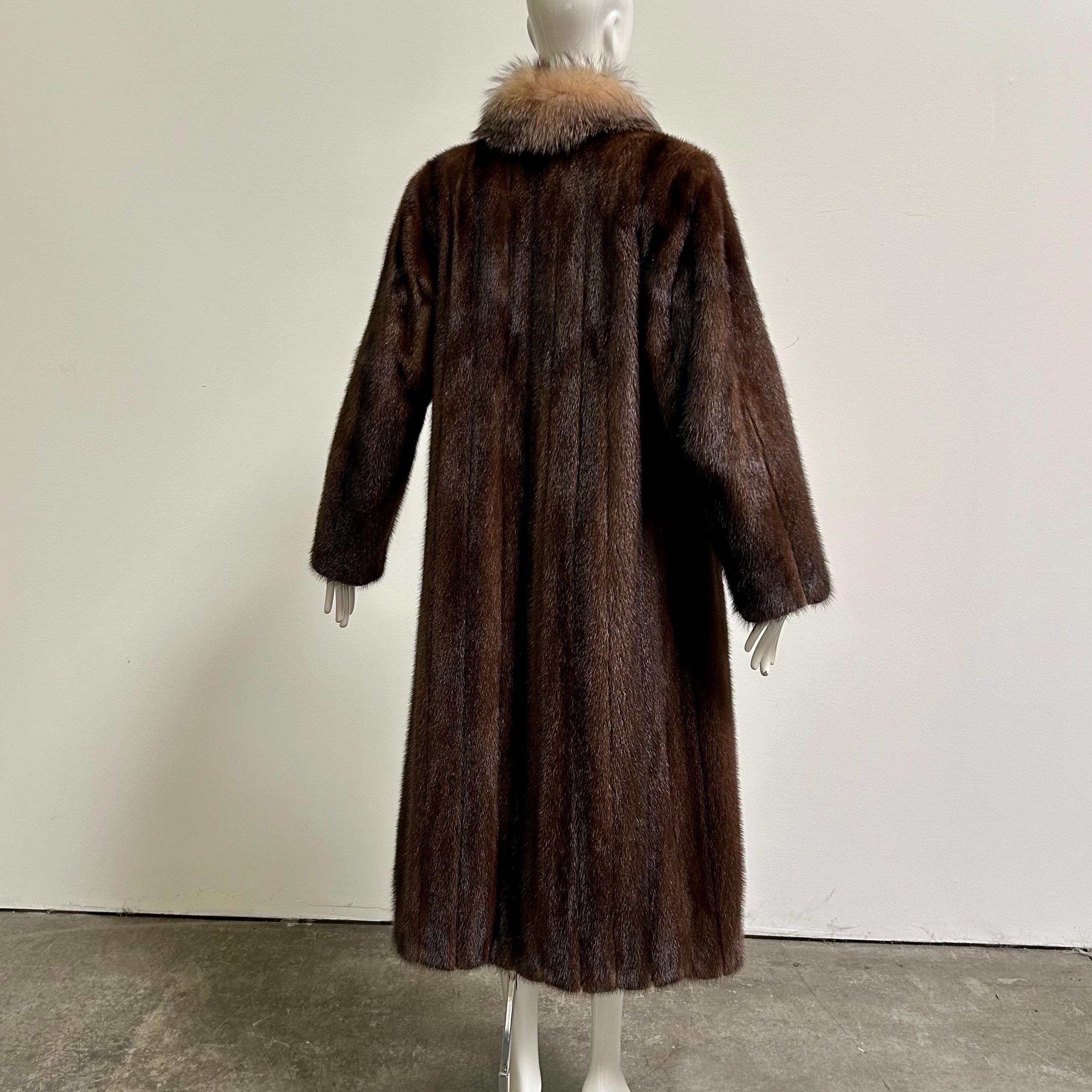 Vintage Crystal Fox + Mink Fur Full Length Coat For Sale 5