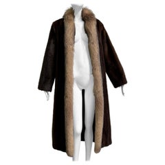 Vintage Crystal Fox + Mink Fur Full Length Coat