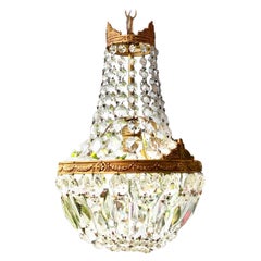 Vintage Crystal 
Gilt Brass French Empire Style Chandelier