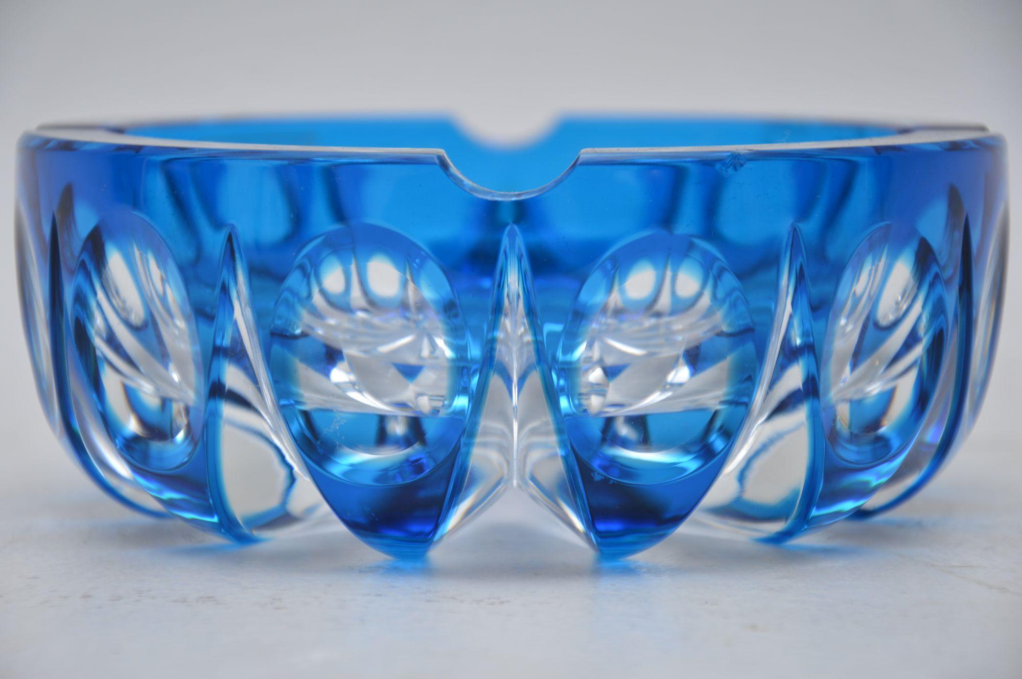 Mid-Century Modern Vintage Crystal Glass Ambassador Ash Tray by Saint Louis
