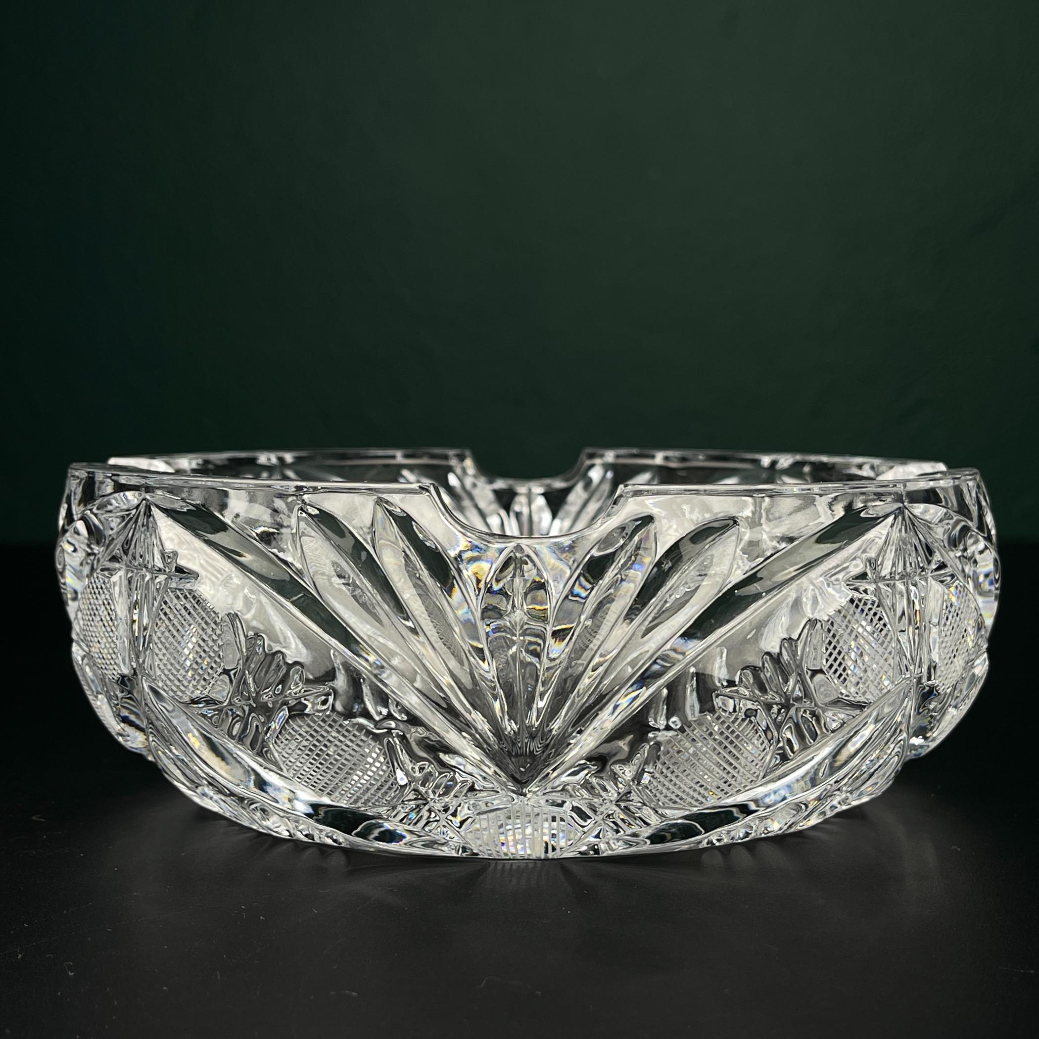 Vintage crystal glass ashtray by Zajecar, Yugoslavia, 1970s 5