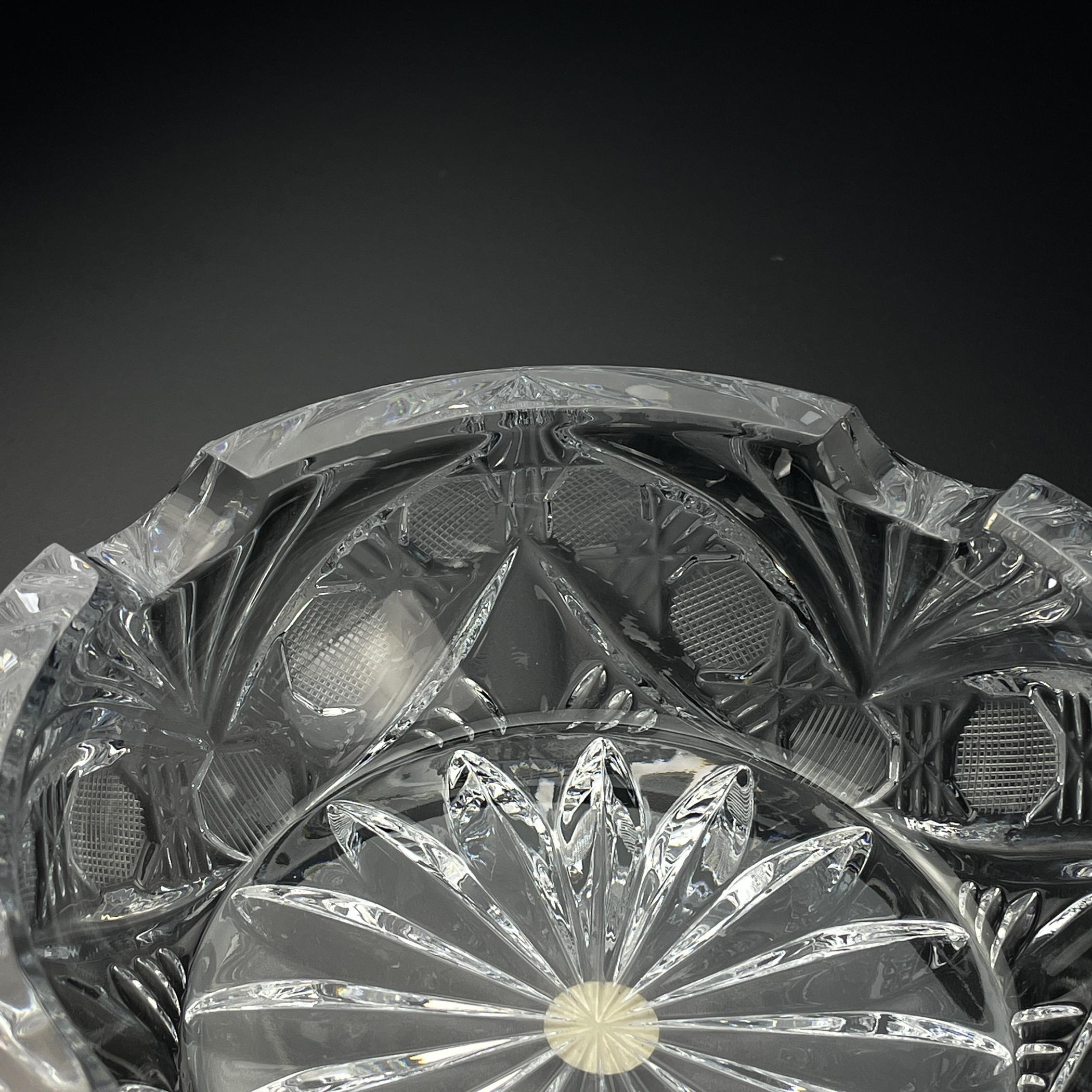 Vintage crystal glass ashtray by Zajecar, Yugoslavia, 1970s 8