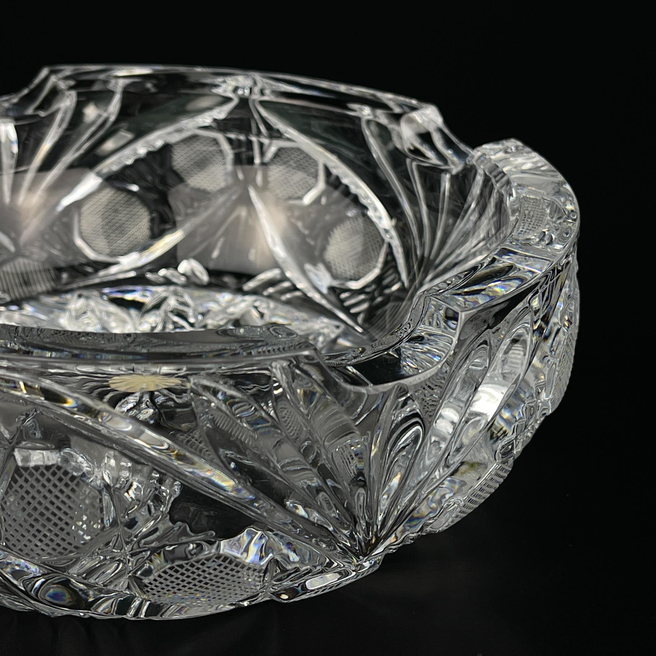 20th Century Vintage crystal glass ashtray by Zajecar, Yugoslavia, 1970s
