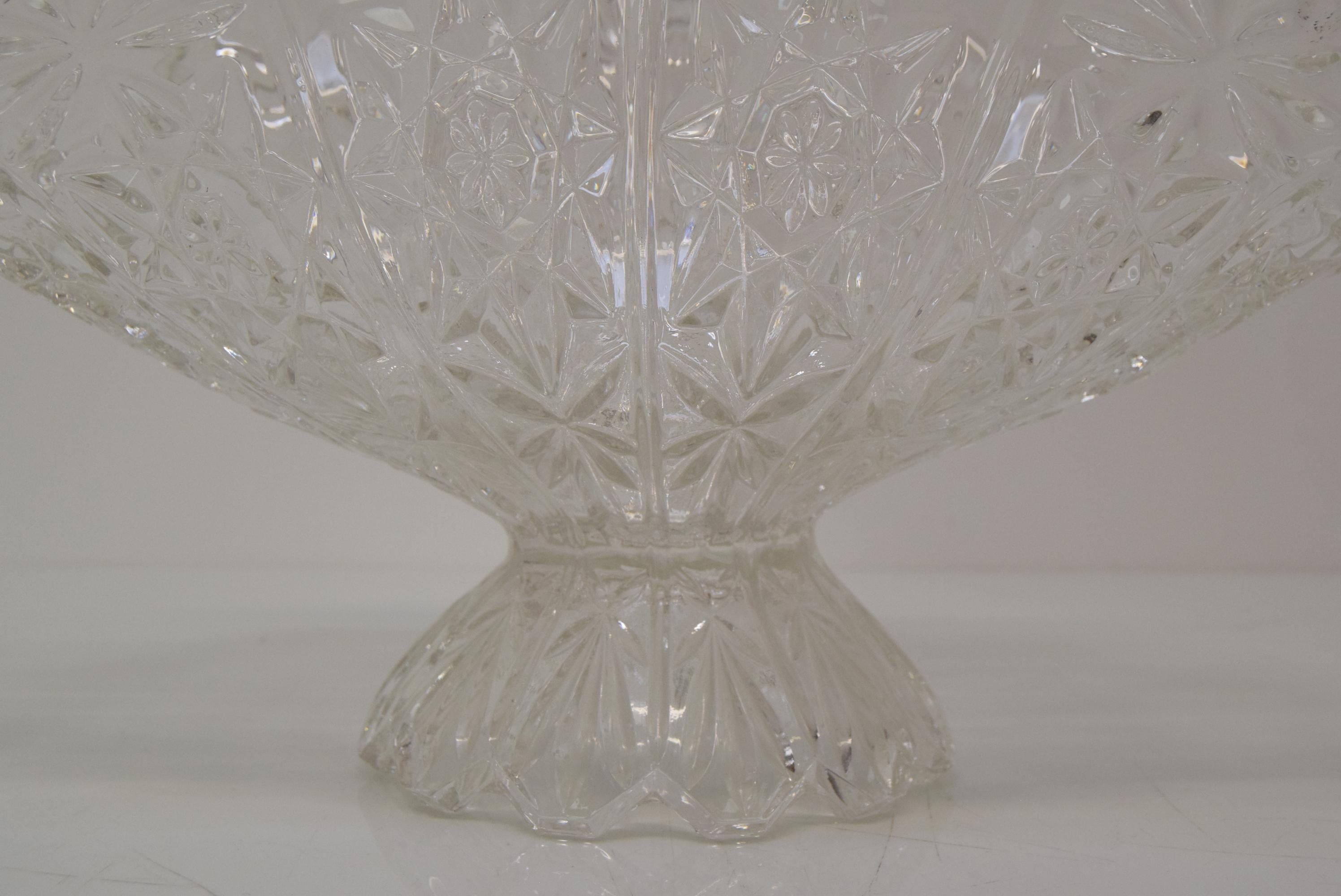 Vintage Crystal Glass Bowl, Glasswork Novy Bor, 1950's. For Sale 5