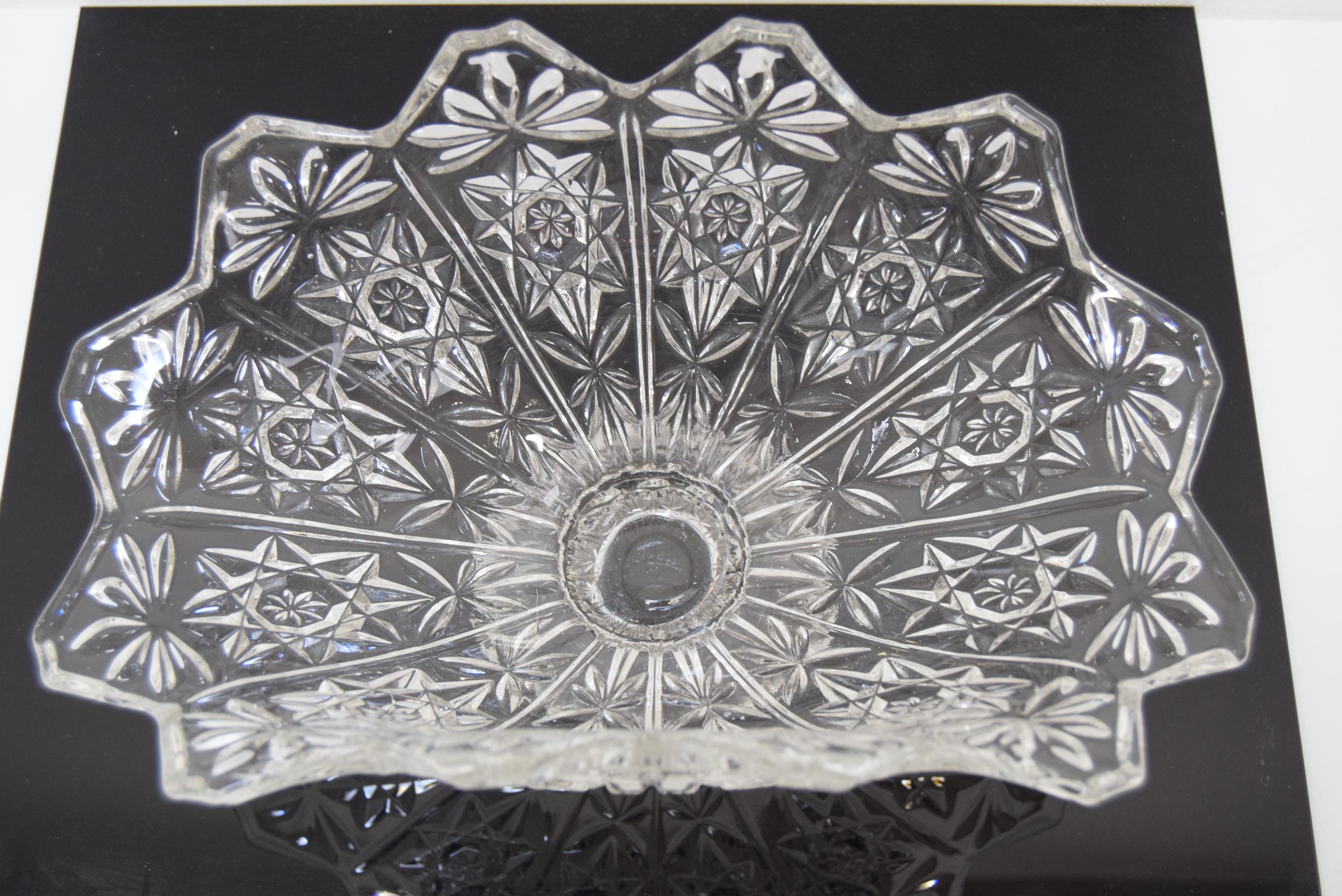 Vintage Crystal Glass Bowl, Glasswork Novy Bor, 1950's. For Sale 6