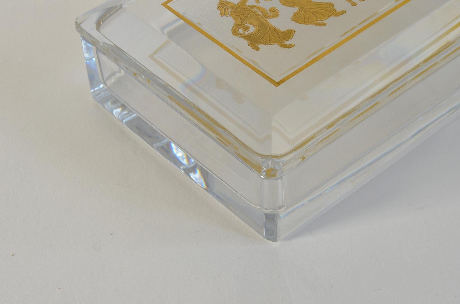 Vintage Crystal Glass Box by Leon Ledru, Val Saint Lambert 