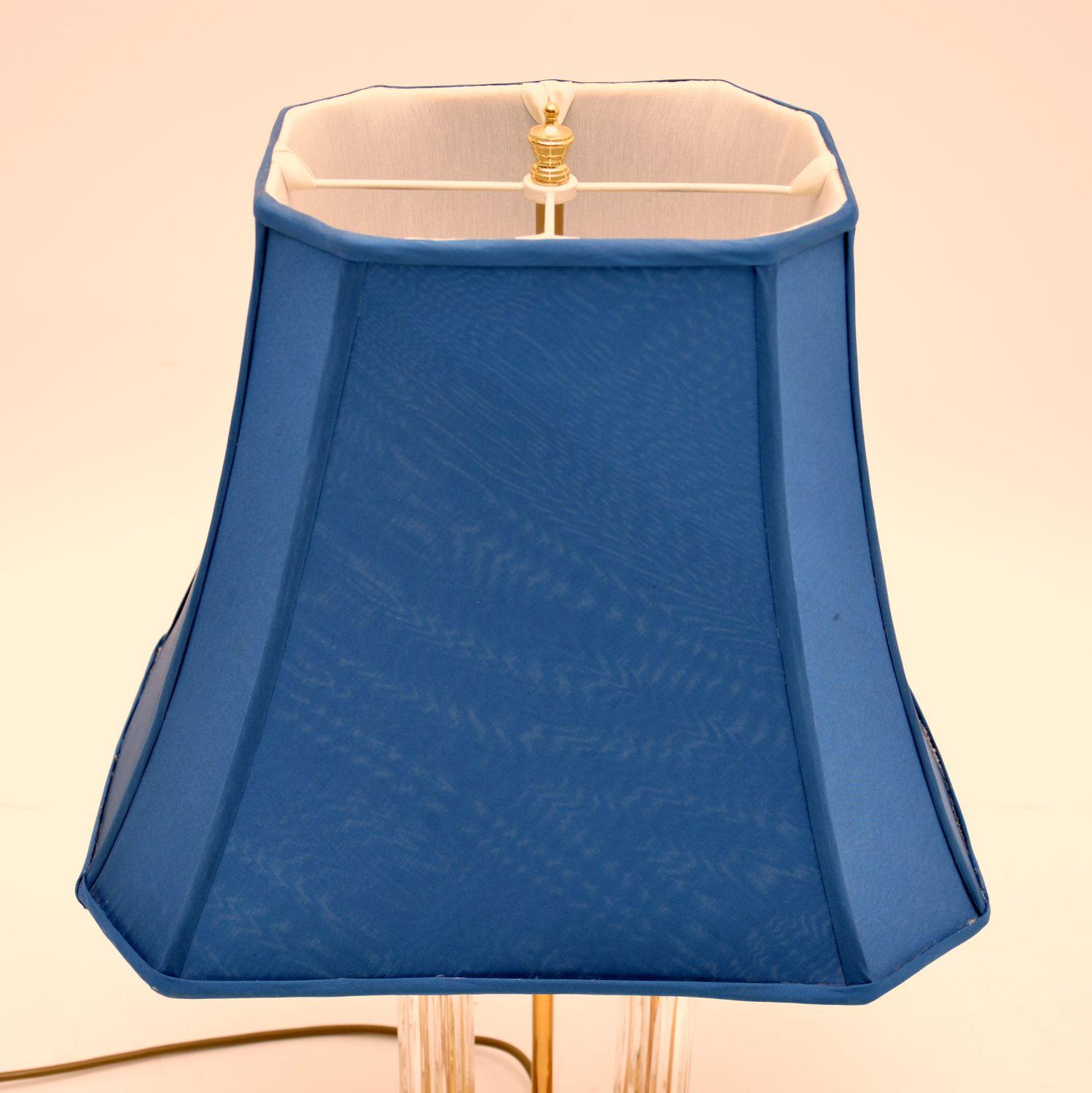 English Vintage Crystal Glass & Brass Table Lamp