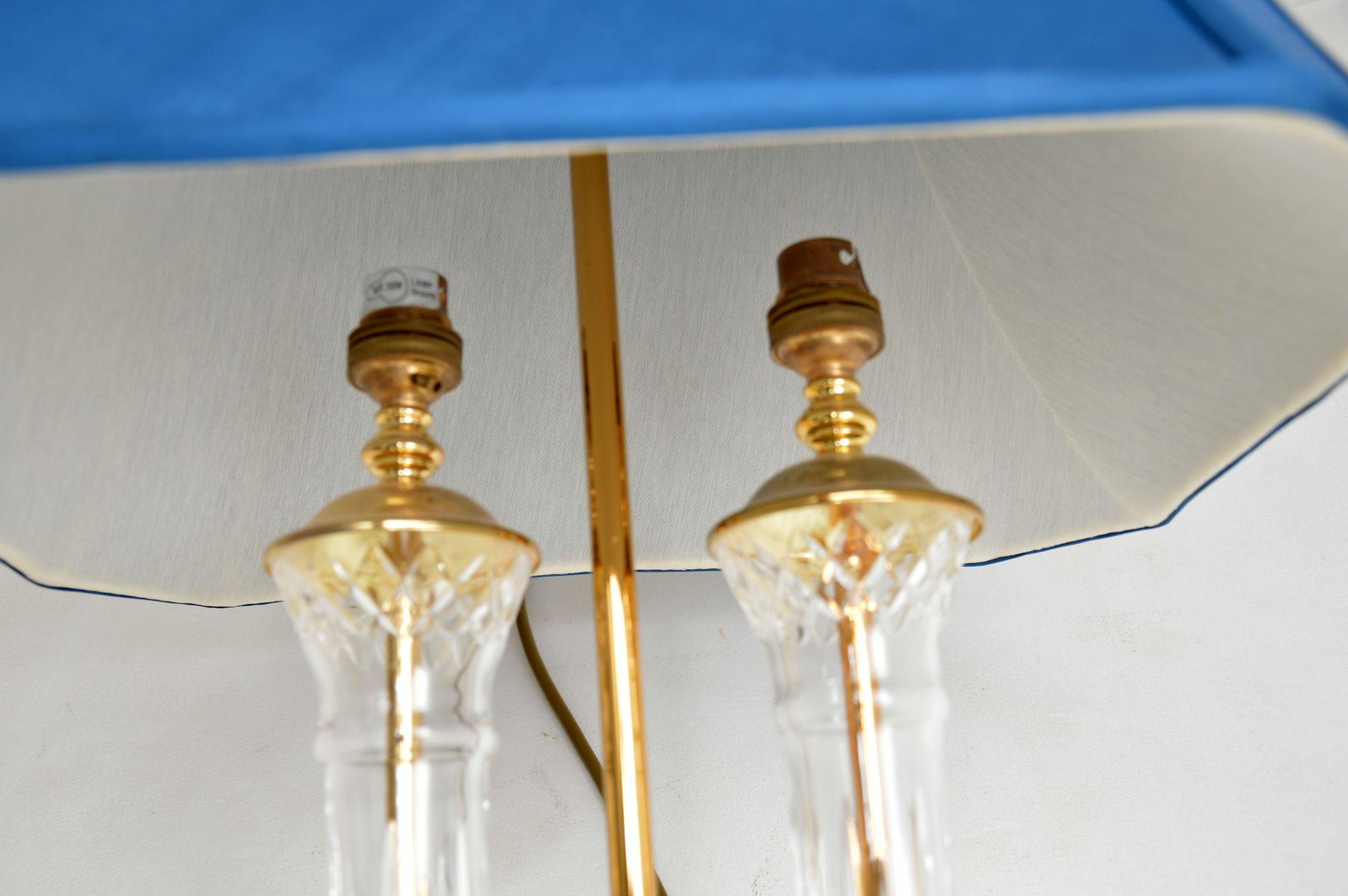 Vintage Crystal Glass & Brass Table Lamp 1