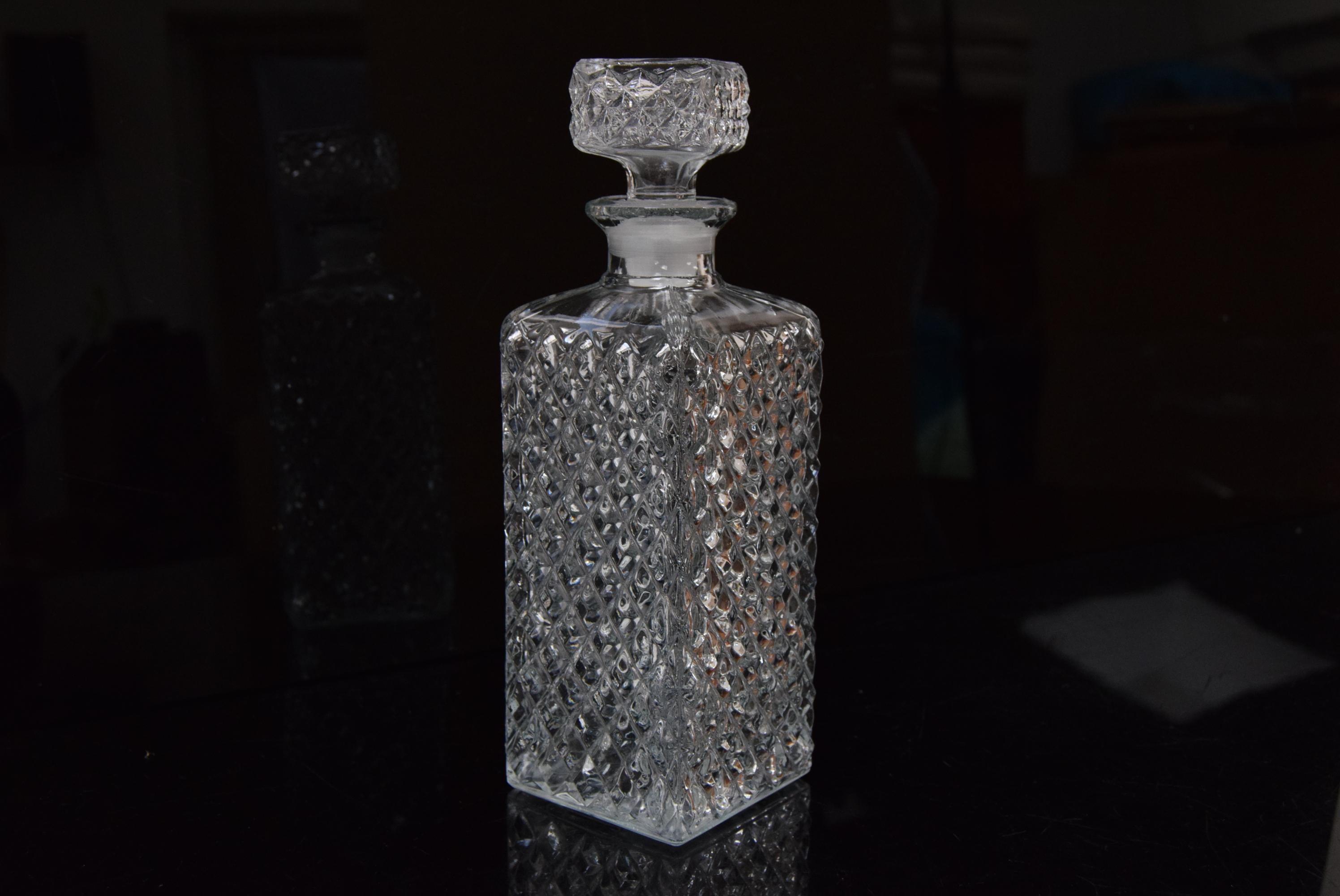 Mid-Century Modern Vintage Crystal Glass Liqueur Decanter, 1950s.  For Sale